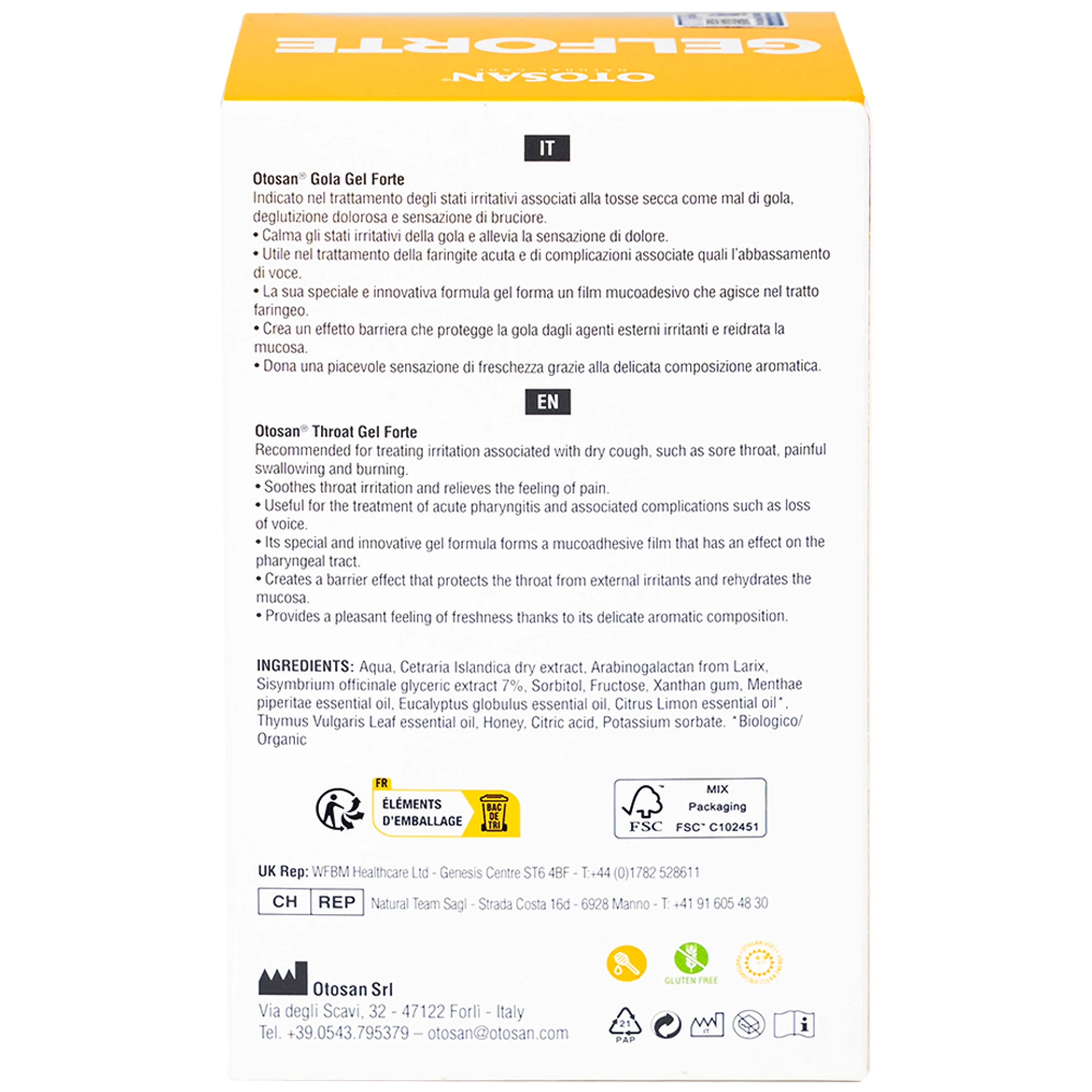 Gel ngậm họng Otosan Throat Gel Forte 14 gói x 10ml hỗ trợ điều trị viêm họng cấp tính