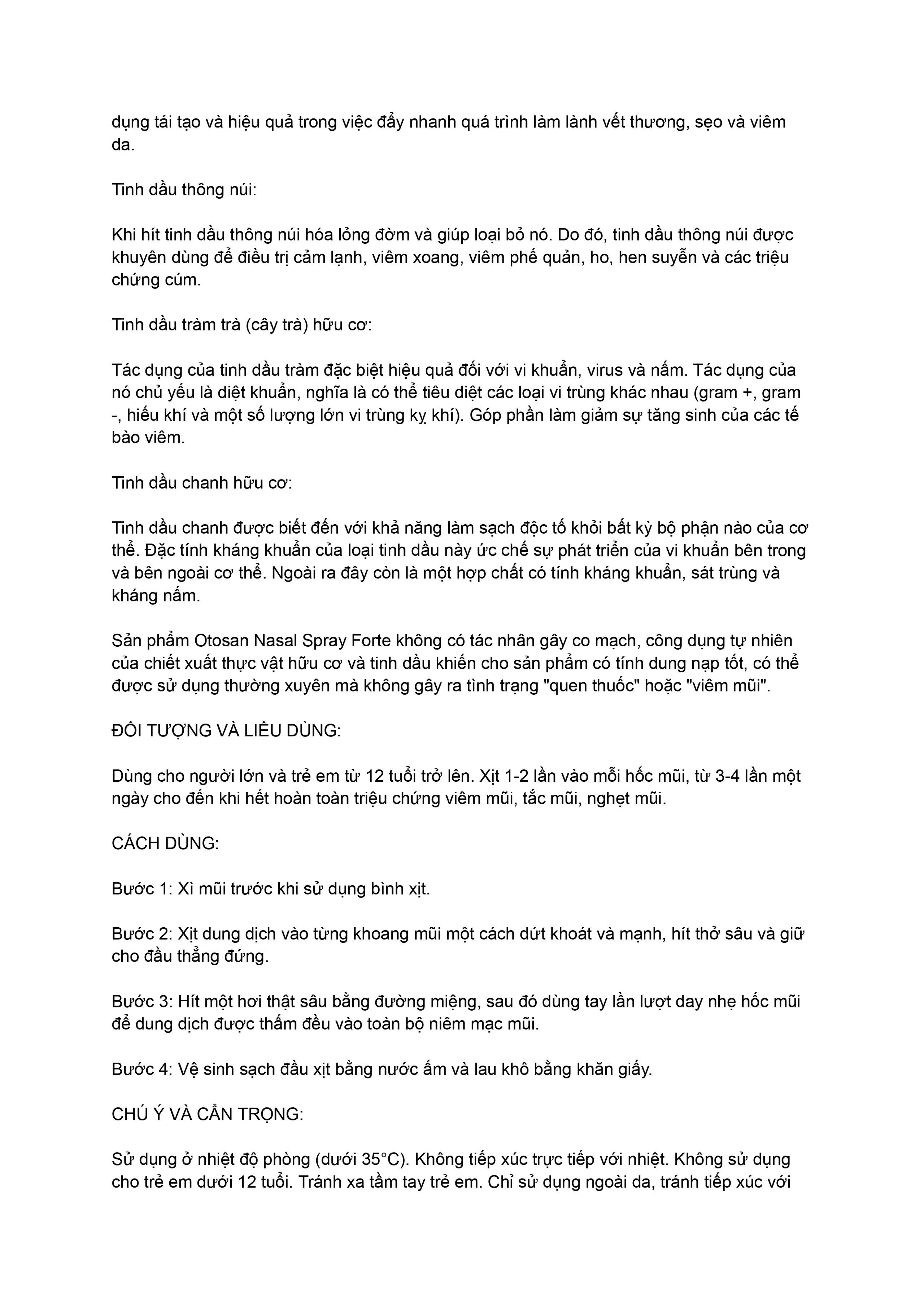 Xịt mũi người lớn Otosan Nasal Spray Forte 30ml hỗ trợ điều trị viêm mũi, viêm xoang