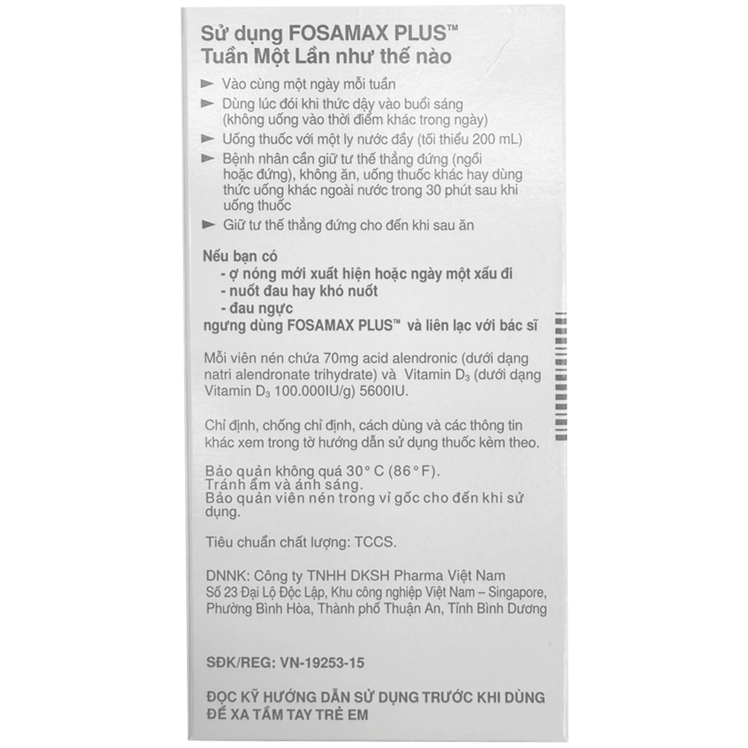 Thuốc Fosamax Plus 70mg/5600IU Organon điều trị loãng xương (1 vỉ x 4 viên)