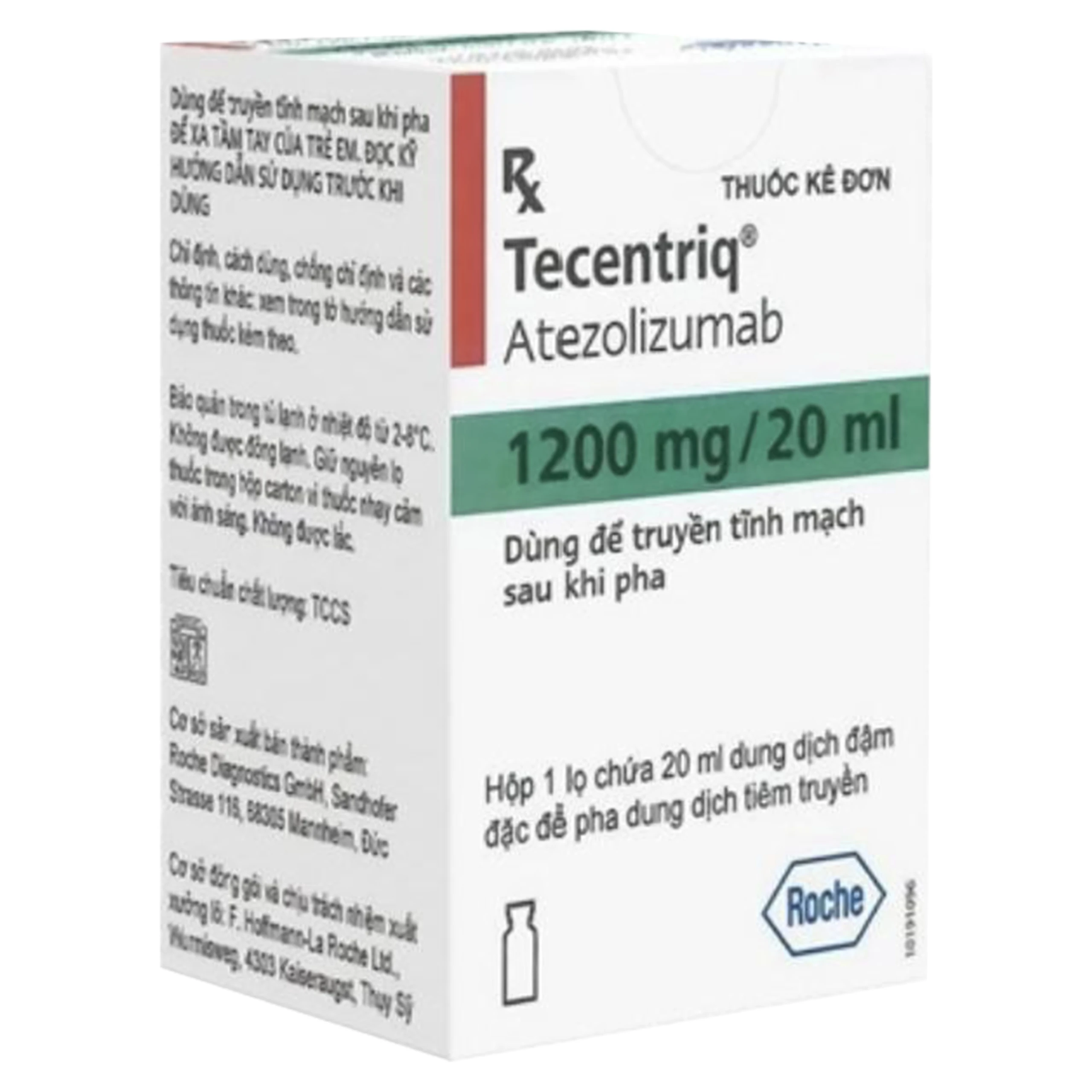Thuốc Tecentriq 1200mg Roche điều trị ung thư phổi, ung thư biểu mô tế bào gan (20ml) 1