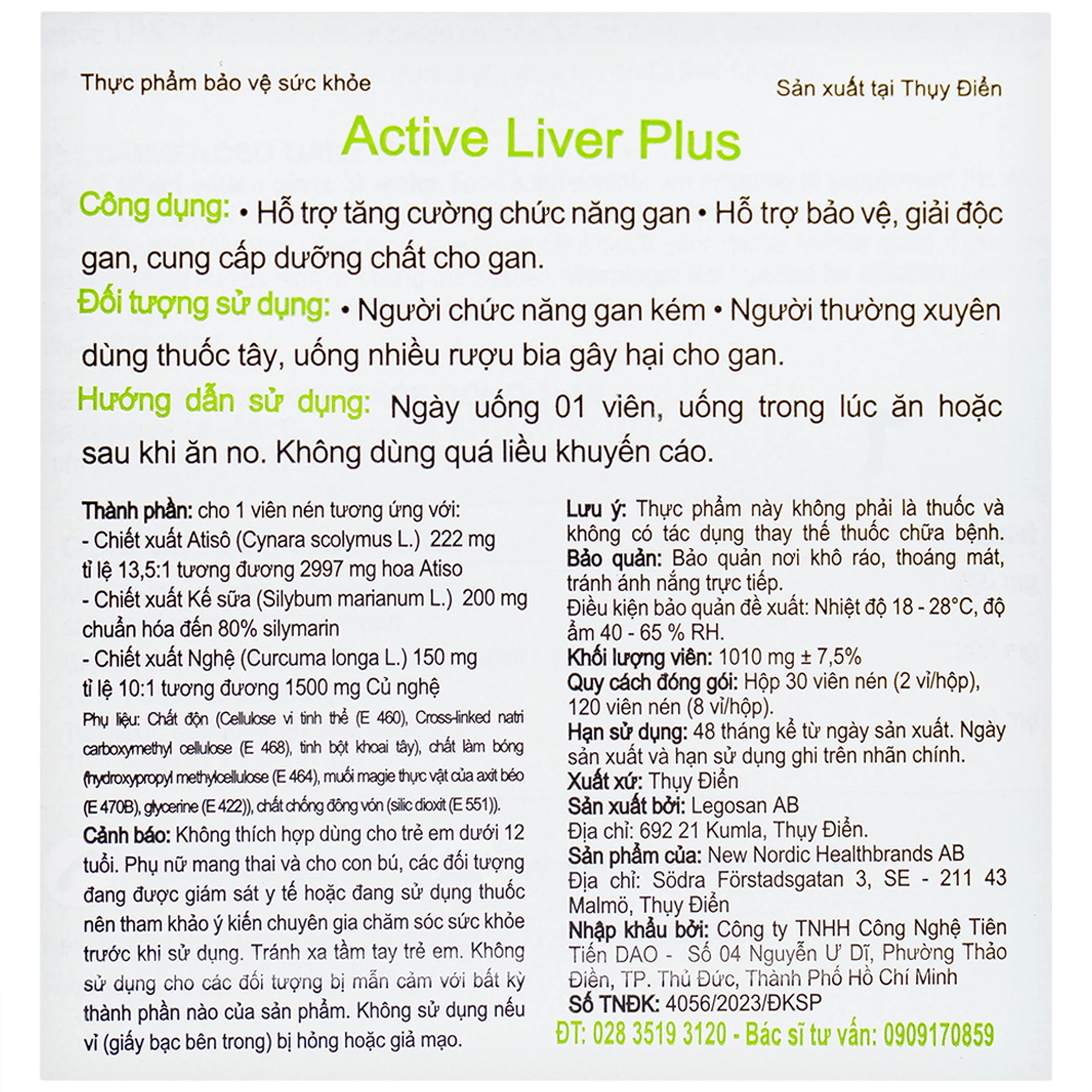 Viên uống hỗ trợ giải độc gan, tăng cường chức năng gan Active Liver Plus New Nordic (2 vỉ x 15 viên)