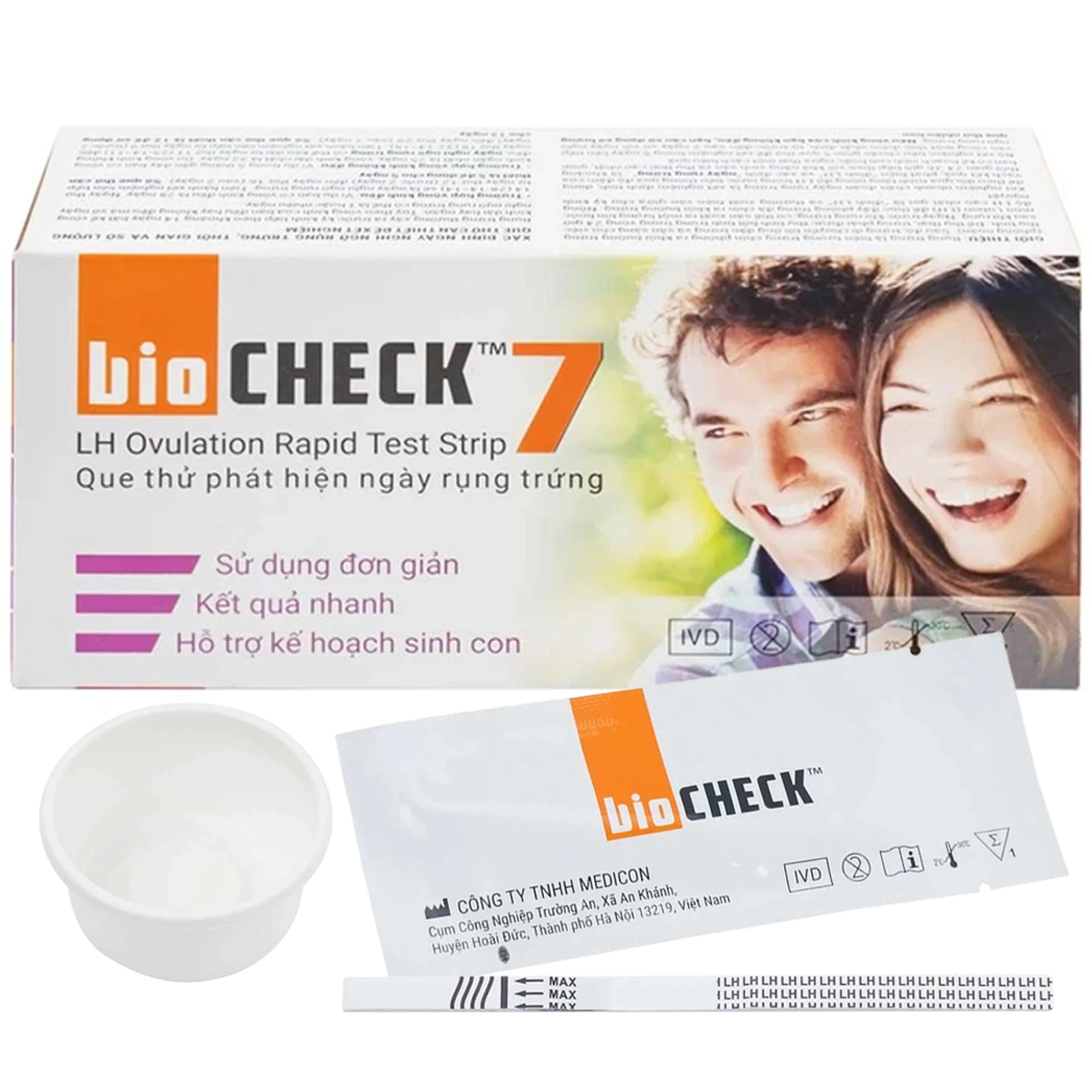 Que thử rụng trứng Bio Check (7 cái) dùng xác định ngày rụng trứng nhanh chóng, đơn giản