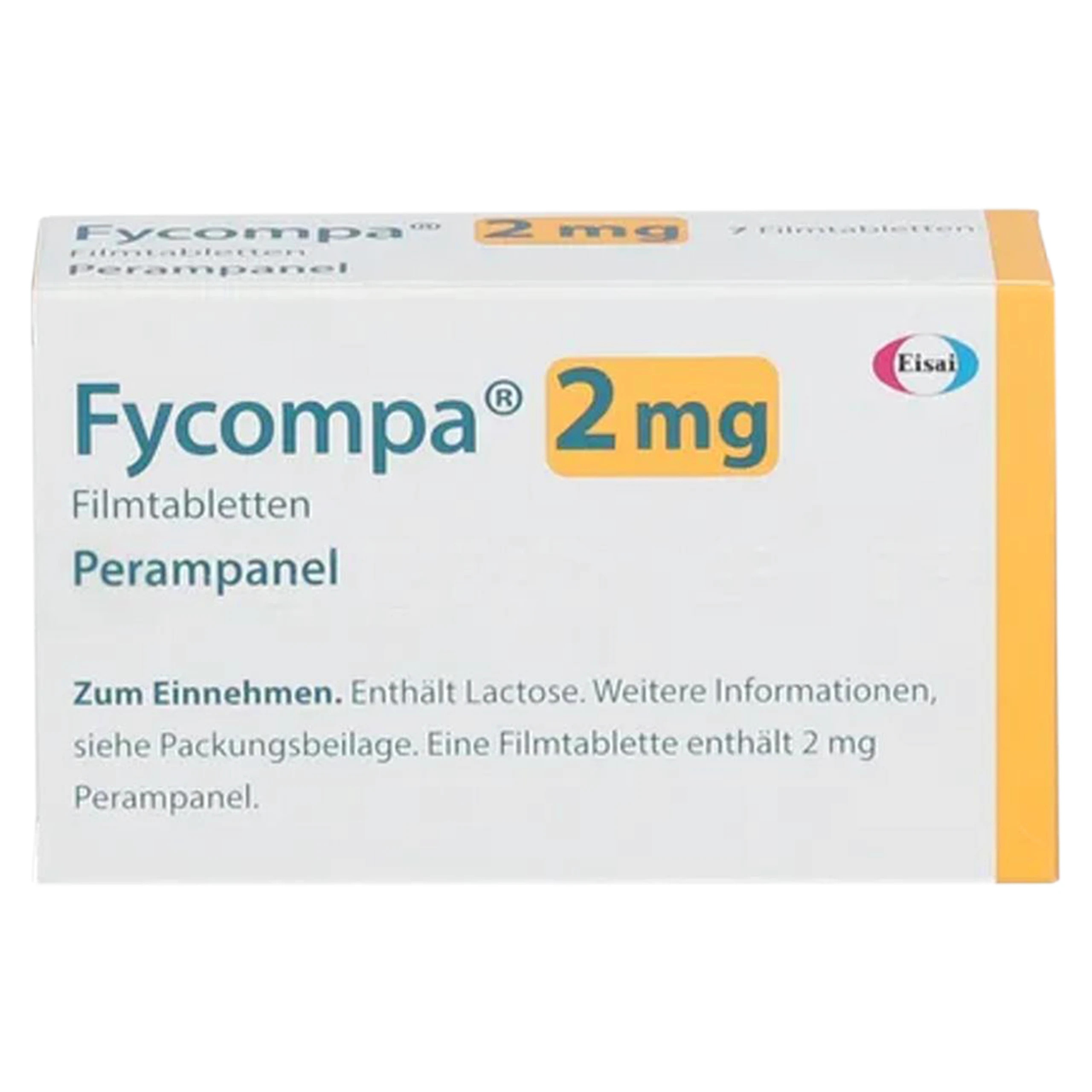 Thuốc Fycompa 2mg Eisai điều trị bổ trợ cơn động kinh (2 vỉ x 14 viên)
