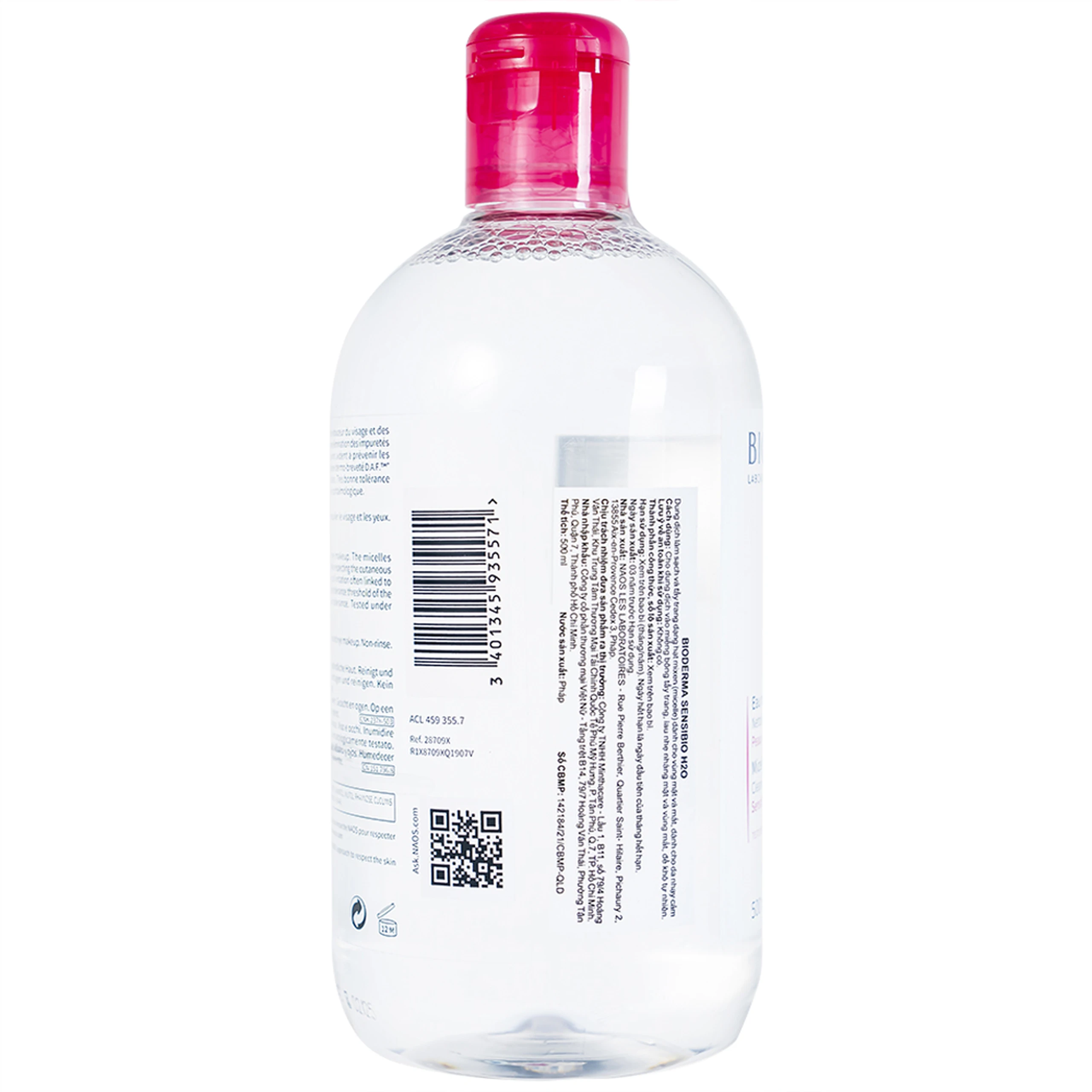 Nước tẩy trang cho da nhạy cảm Bioderma Sensibio H2O 500ml