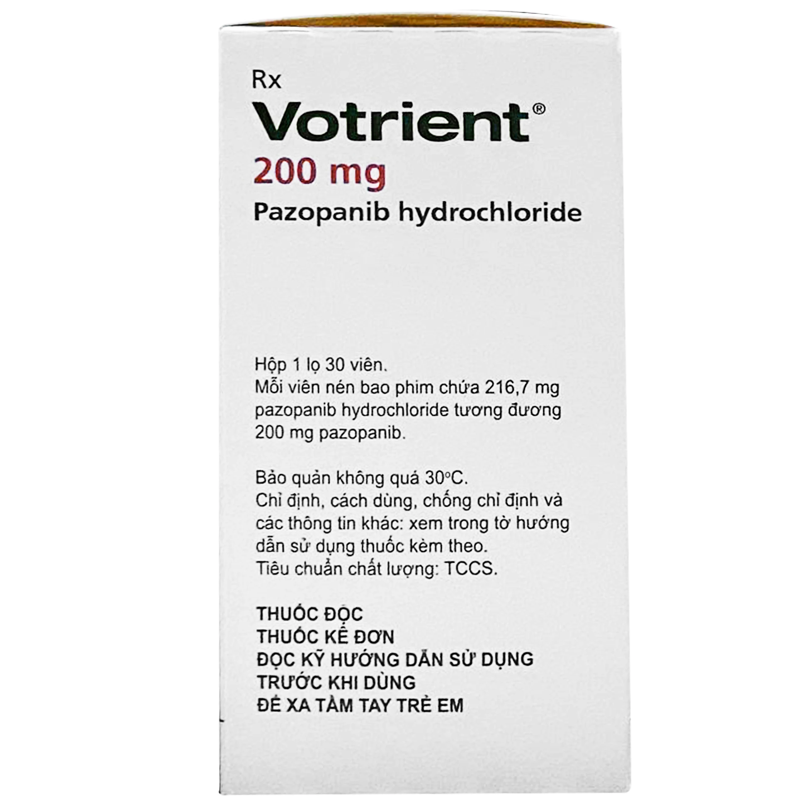 Thuốc Votrient 200mg Novartis điều trị ung thư biểu mô tế bào thận (RCC) và ung thư phần mềm (STS) (30 viên)