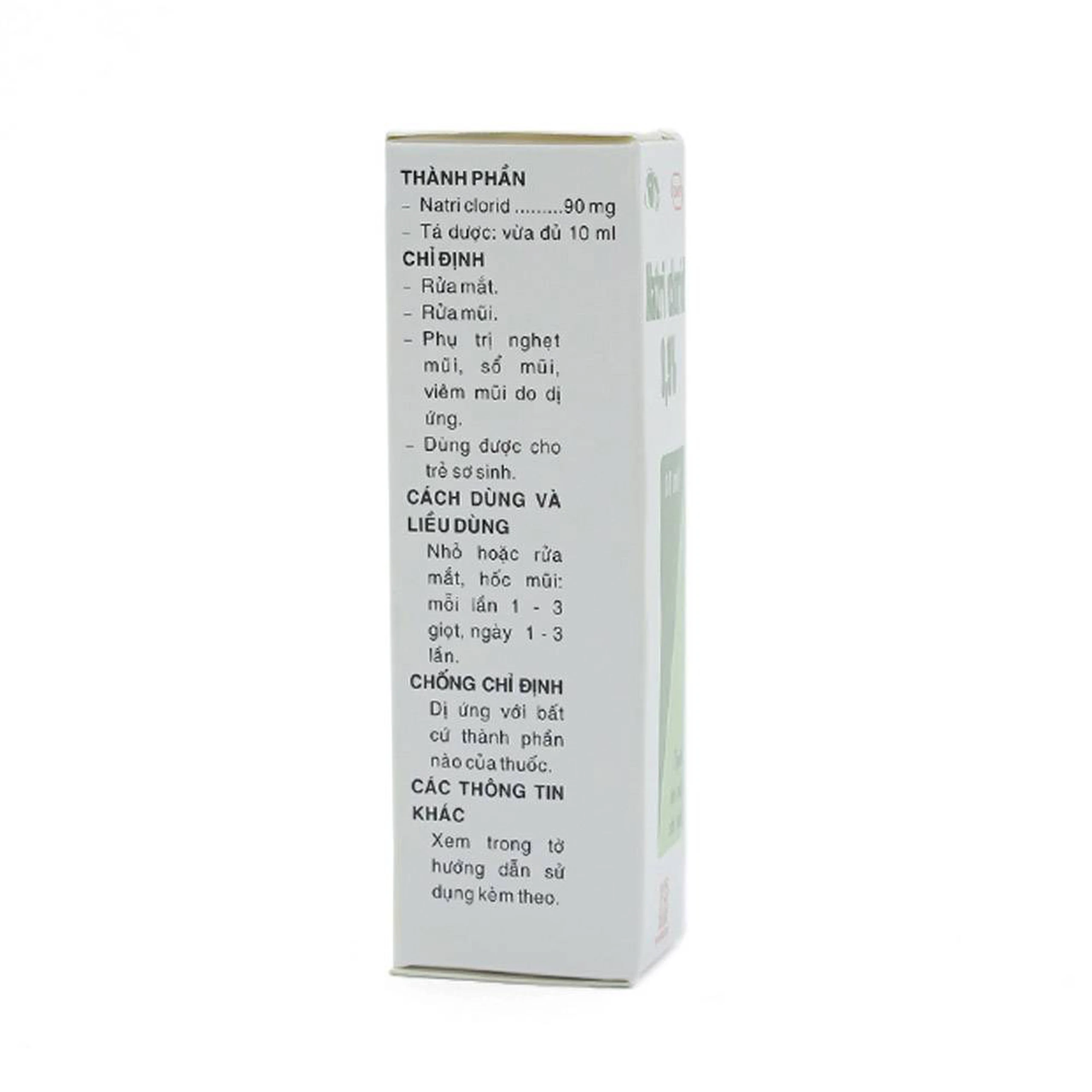 Thuốc nhỏ mắt, nhỏ mũi Natri Clorid 0,9% Pharmedic hỗ trợ rửa mắt, rửa mũi, phụ trị nghẹt mũi, sổ mũi (10ml)