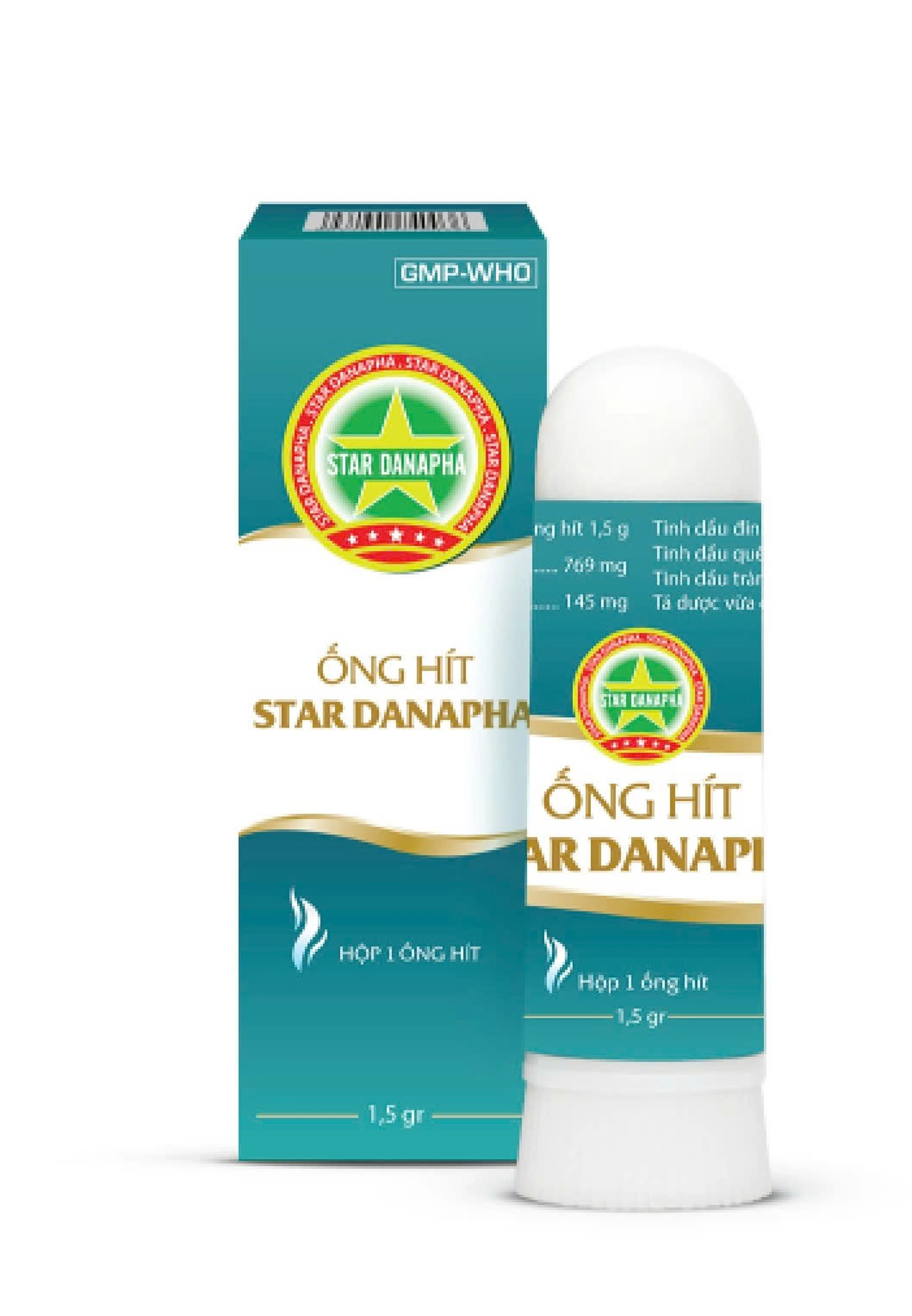 Ống hít Sao Vàng Danapha điều trị nghẹt mũi, sổ mũi, ho (1.5g)