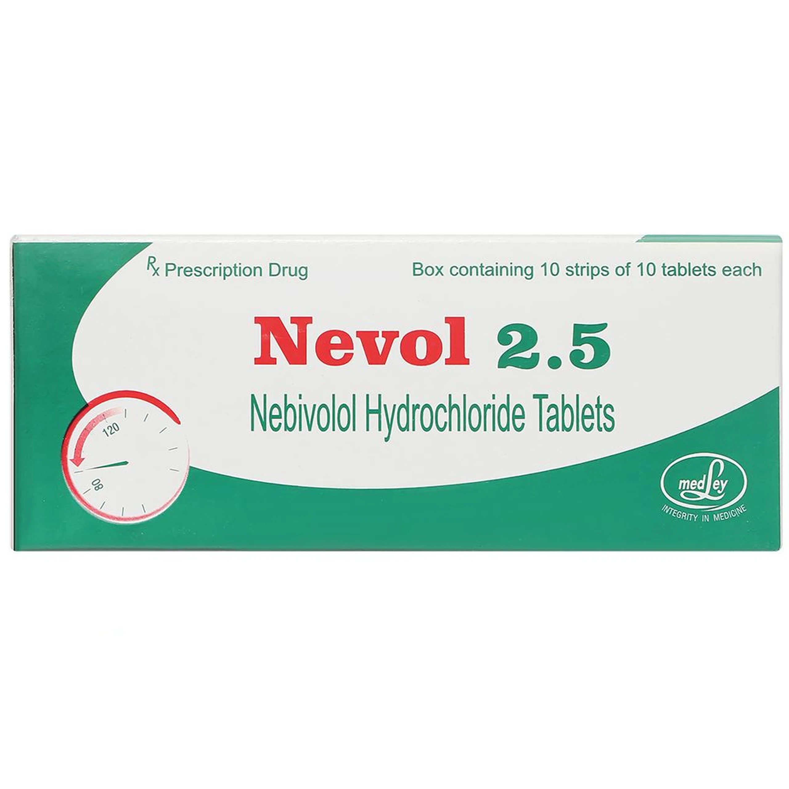 Viên nén Nevol 2.5 Medley Pharma điều trị tăng huyết áp vô căn (10 vỉ x 10 viên)