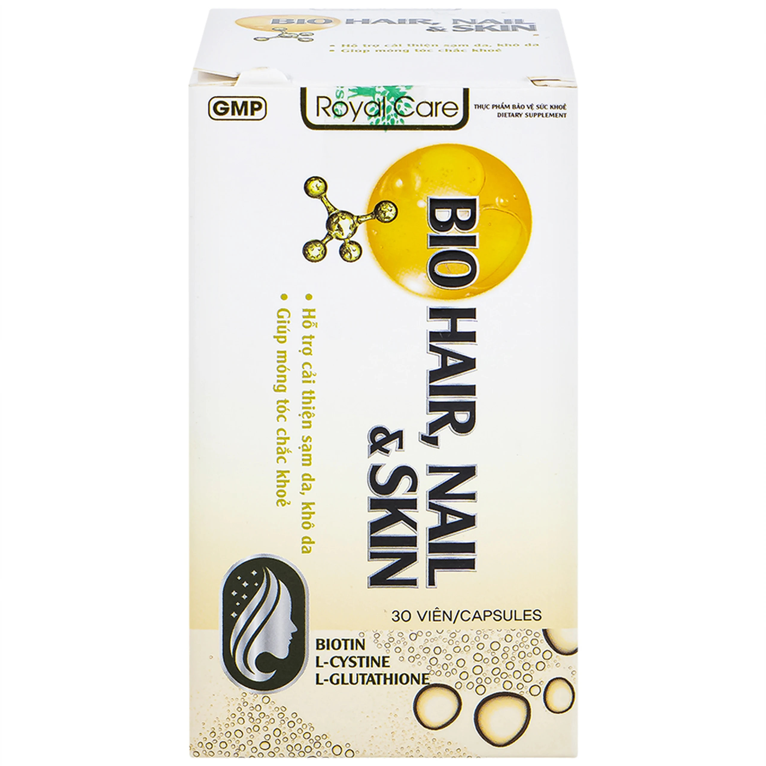 Viên uống hỗ trợ cải thiện sạm da, khô da, móng tóc chắc khoẻ Bio Hair, Nail & Skin Royal Care (30 viên)