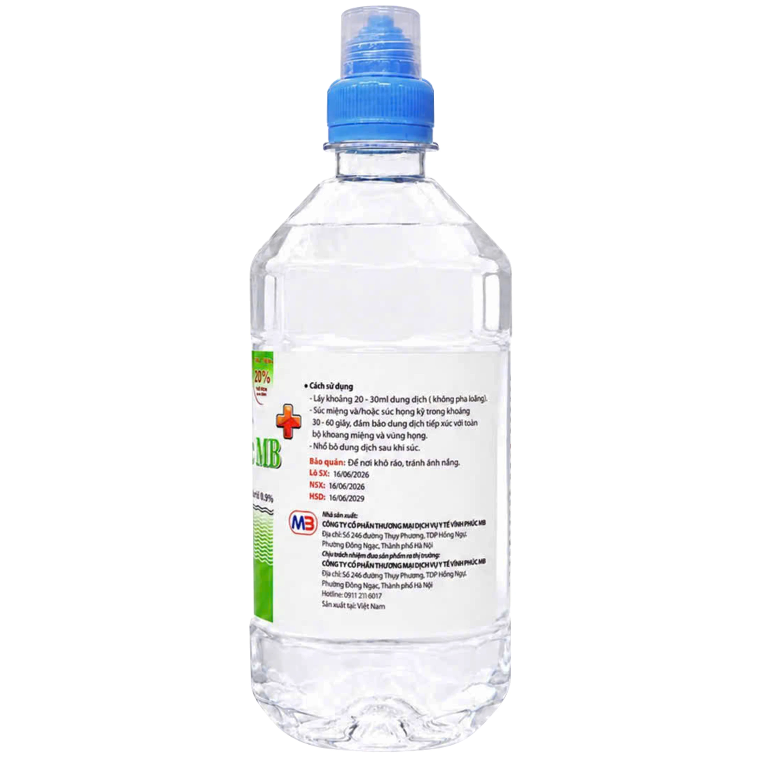 Nước muối Vĩnh Phúc Smiles 600ml natri clorid 0.9 giúp làm sạch răng, khử mùi hôi miệng 5