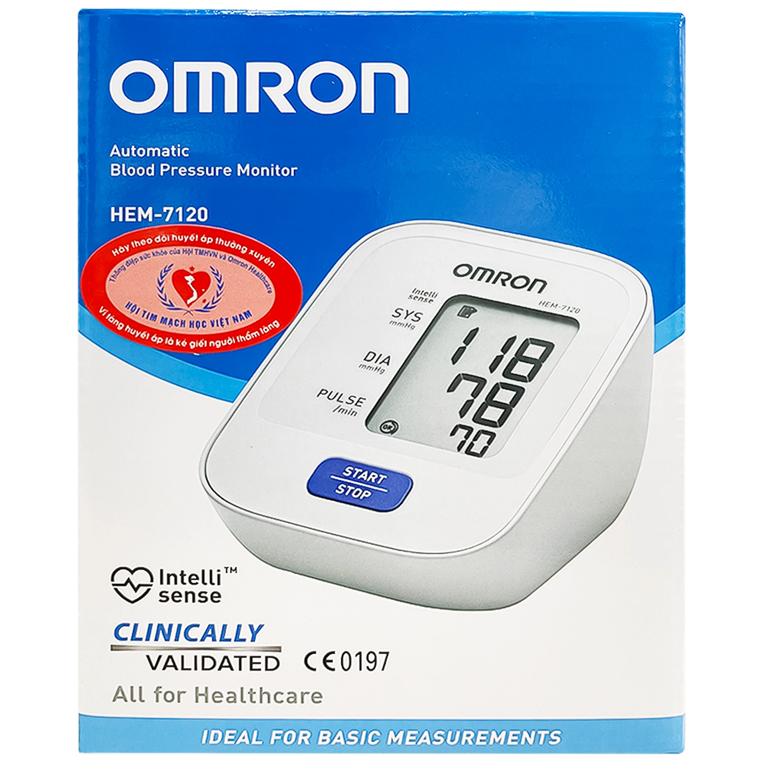 Máy đo huyết áp bắp tay Omron HEM 7120 hỗ trợ đo huyết áp, nhịp tim
