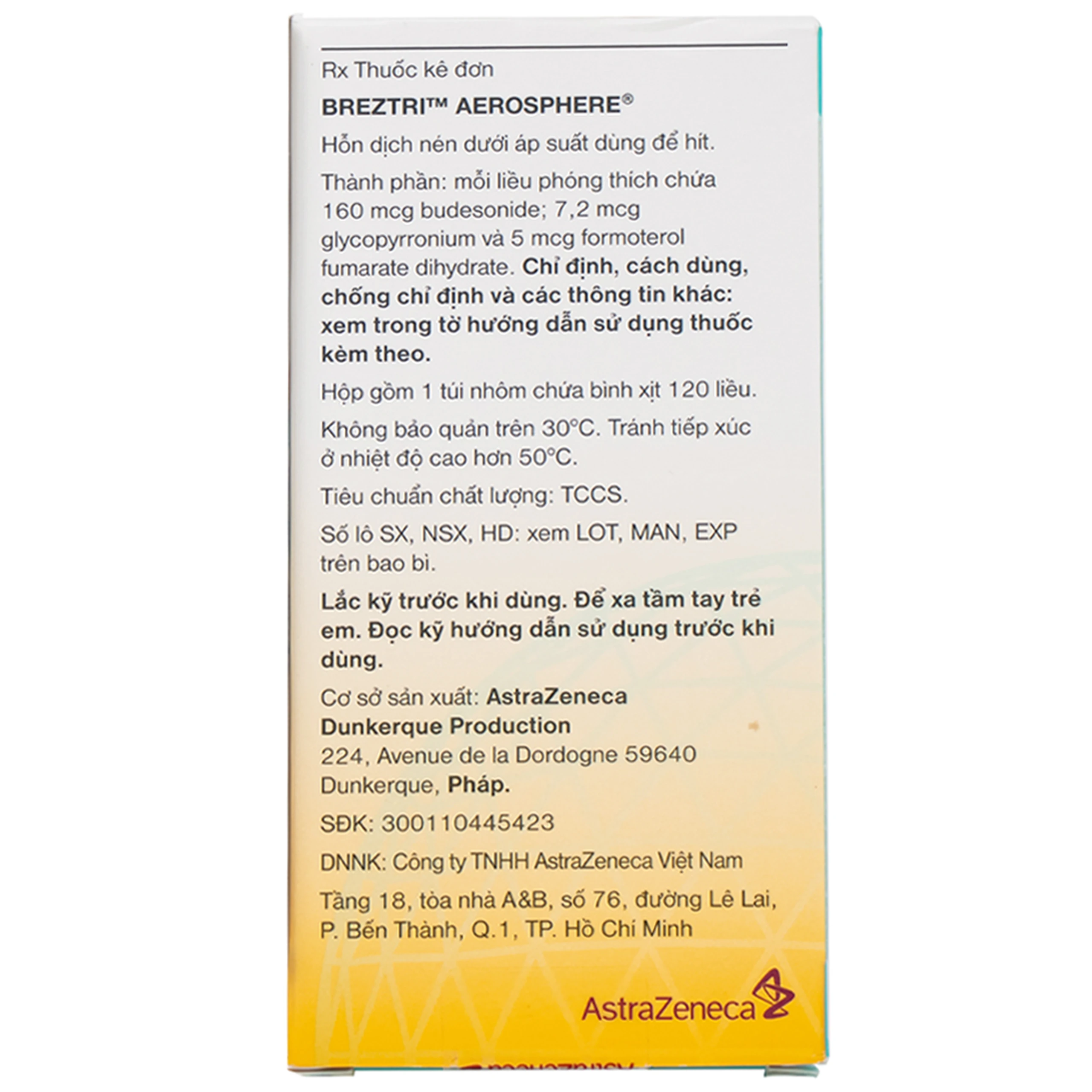 Thuốc hít Breztri 160/7.2/5mcg Astrazeneca giảm co thắt phế quản (120 liều)