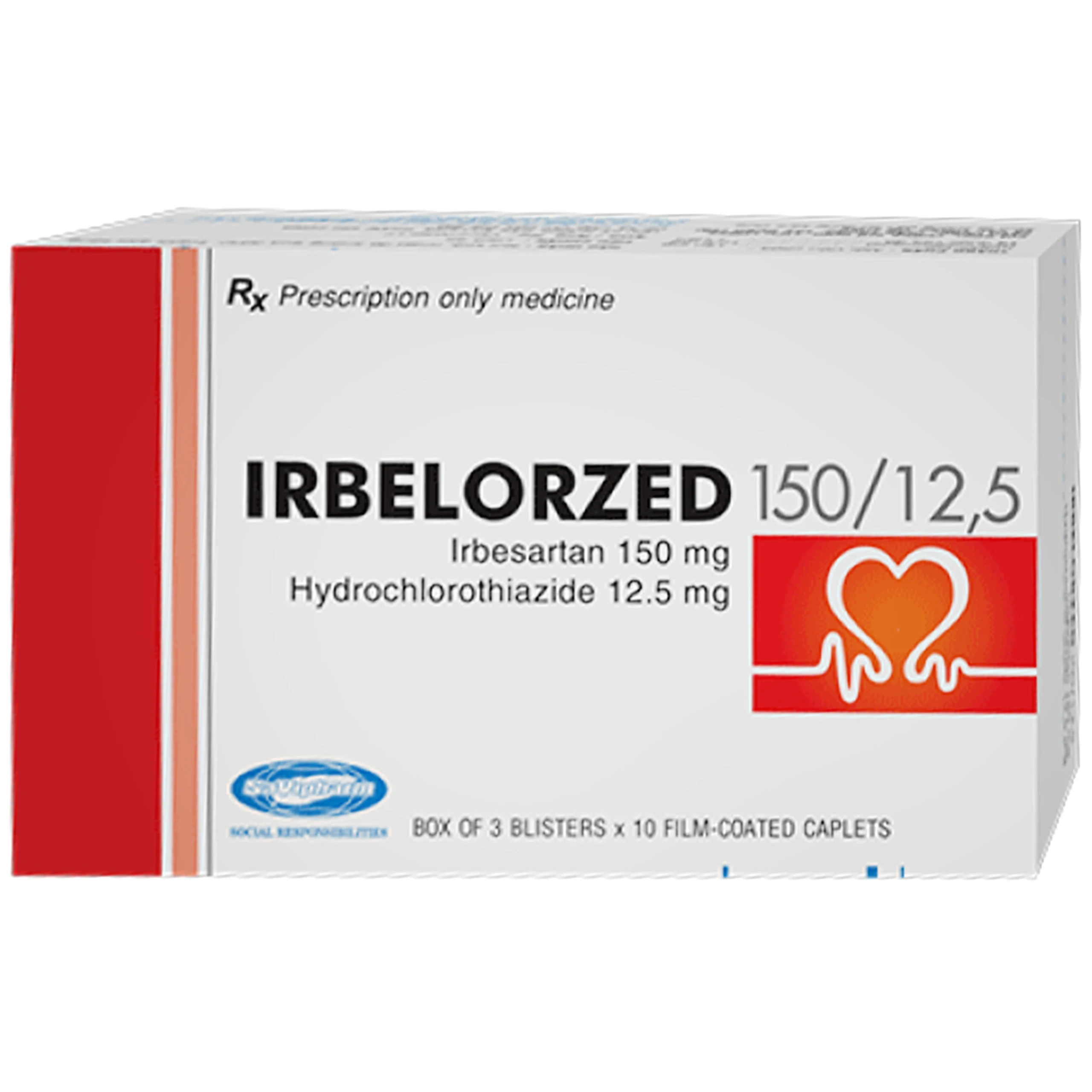 Thuốc Irbelorzed 150/12.5 Savi điều trị tăng huyết áp (3 vỉ x 10 viên) 1
