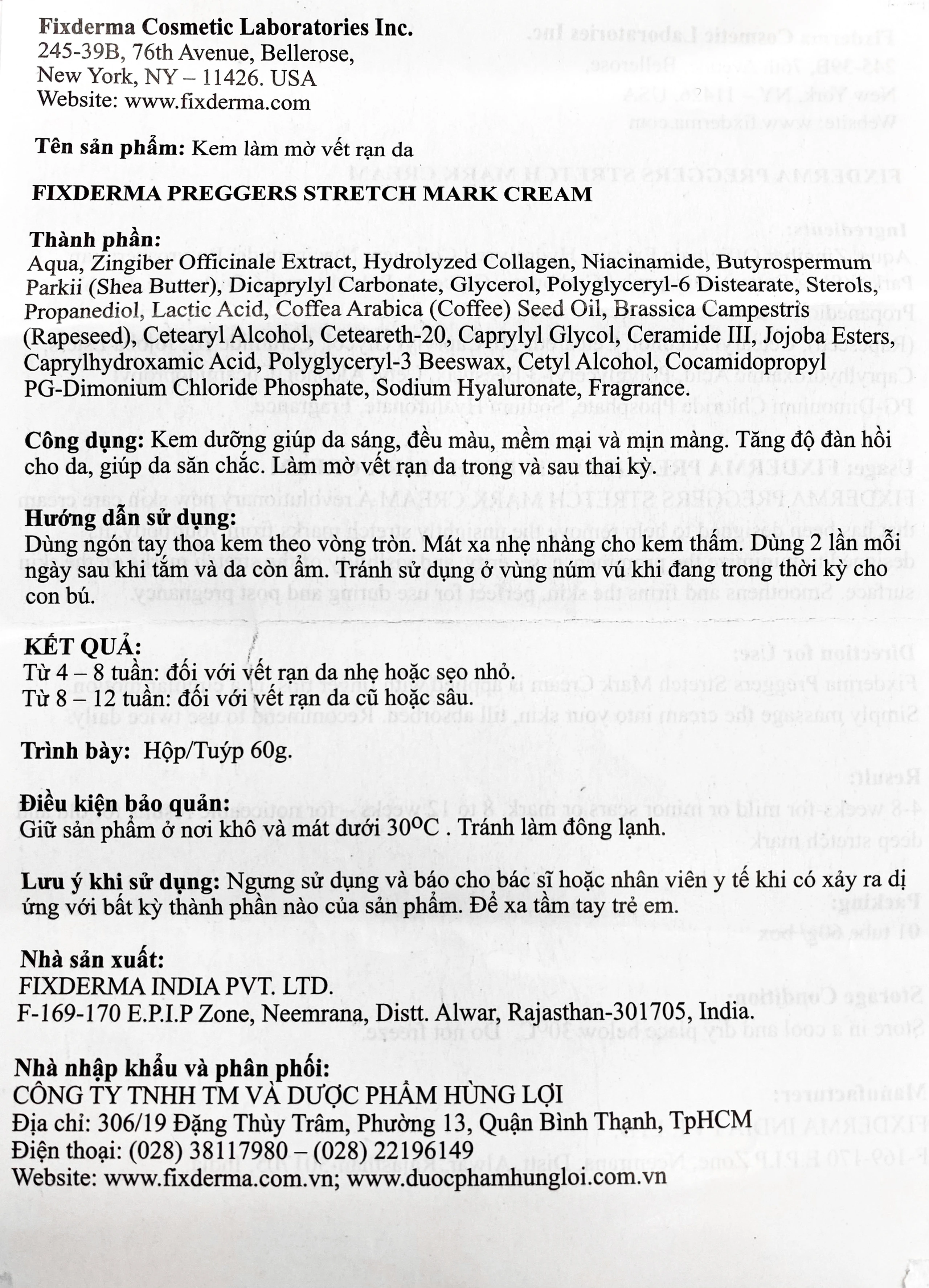 Kem bôi ngừa rạn da bà bầu Fixderma Preggers Stretch Mark cream 60g