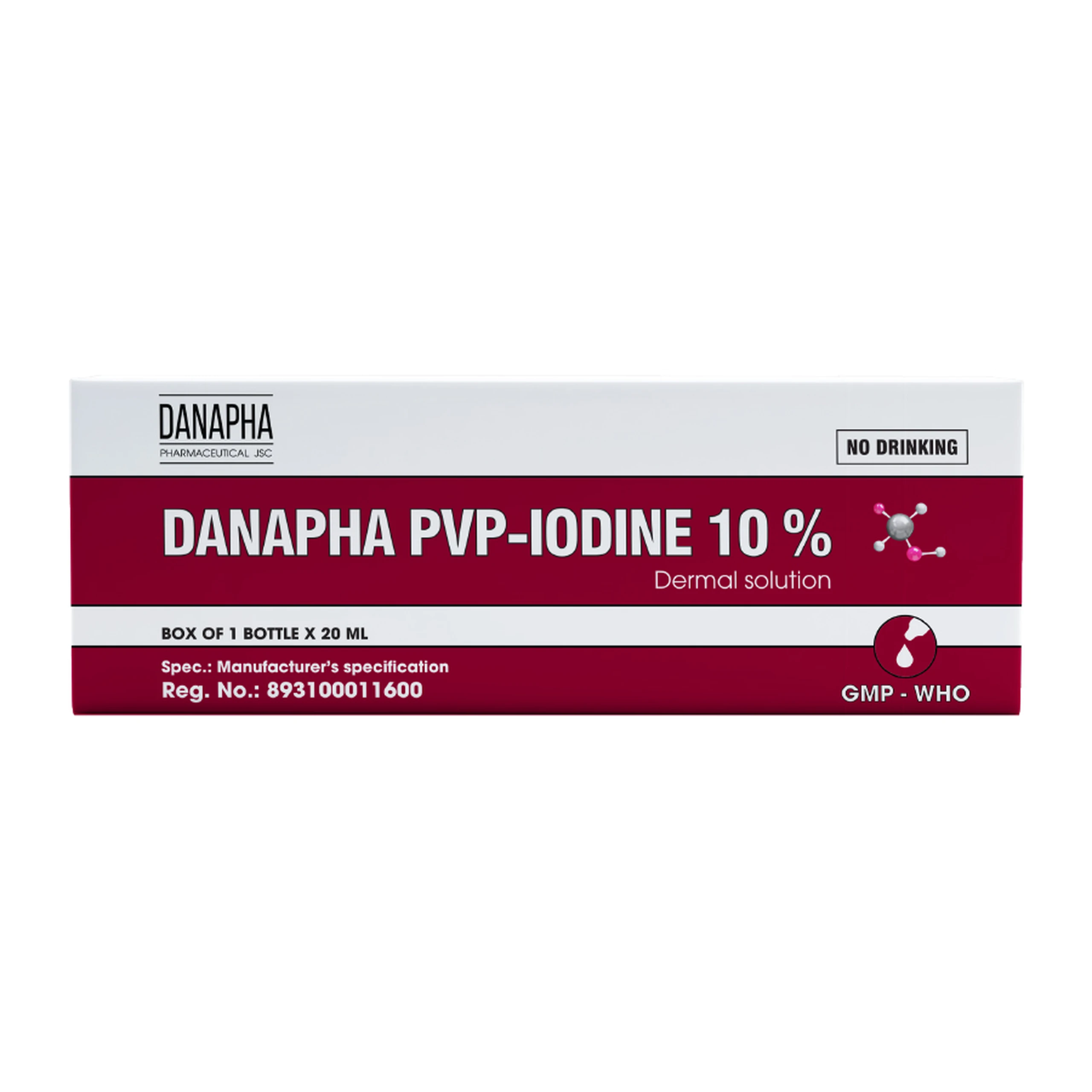 Dung dịch PVP - IODINE 10% Danapha sát trùng vết thương hoặc vết bỏng bề mặt (20ml)