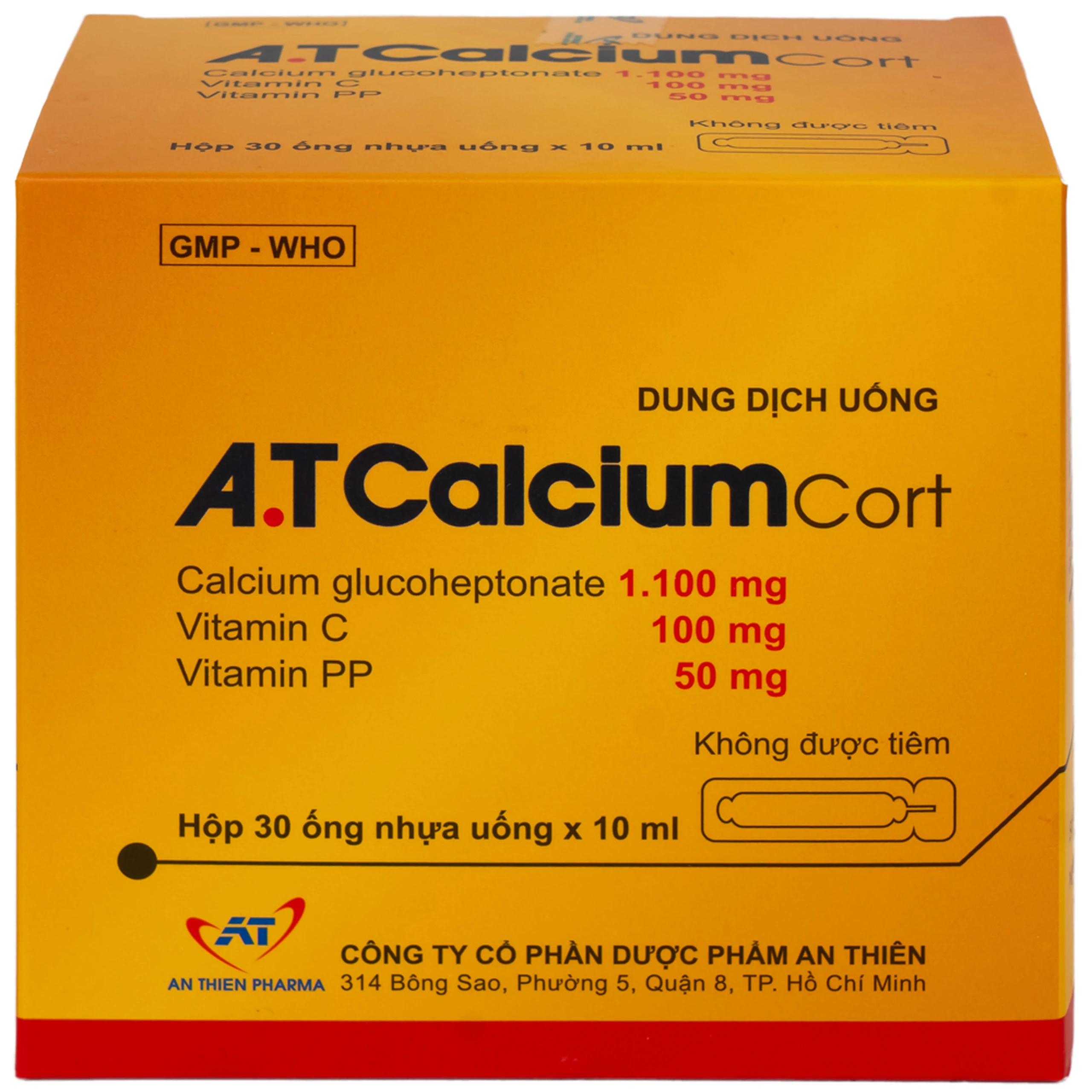 Dung dịch uống A.T Calcium Cort An Thiên bổ sung vitamin và khoáng chất cho cơ thể (30 ống x 10ml) 4