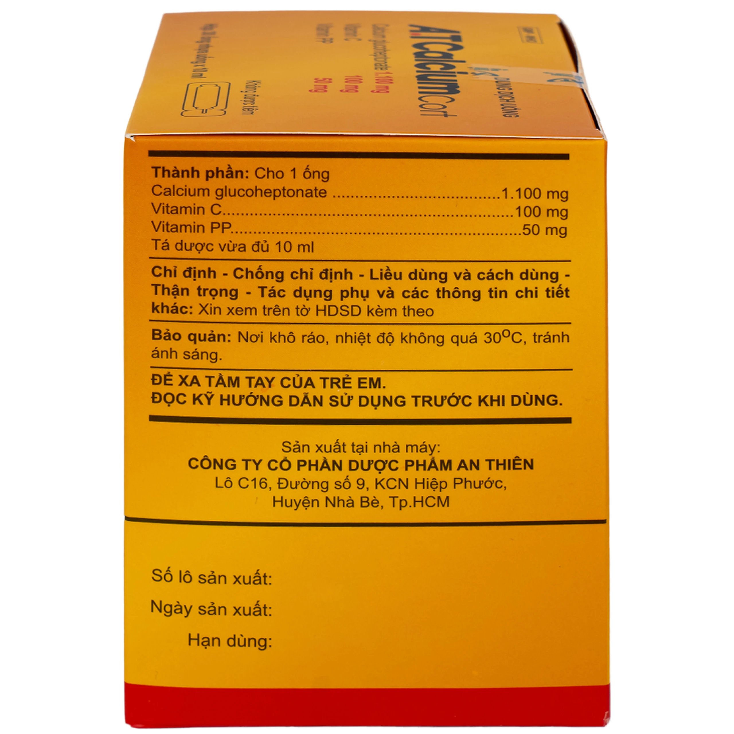 Dung dịch uống A.T Calcium Cort An Thiên bổ sung vitamin và khoáng chất cho cơ thể (30 ống x 10ml) 5