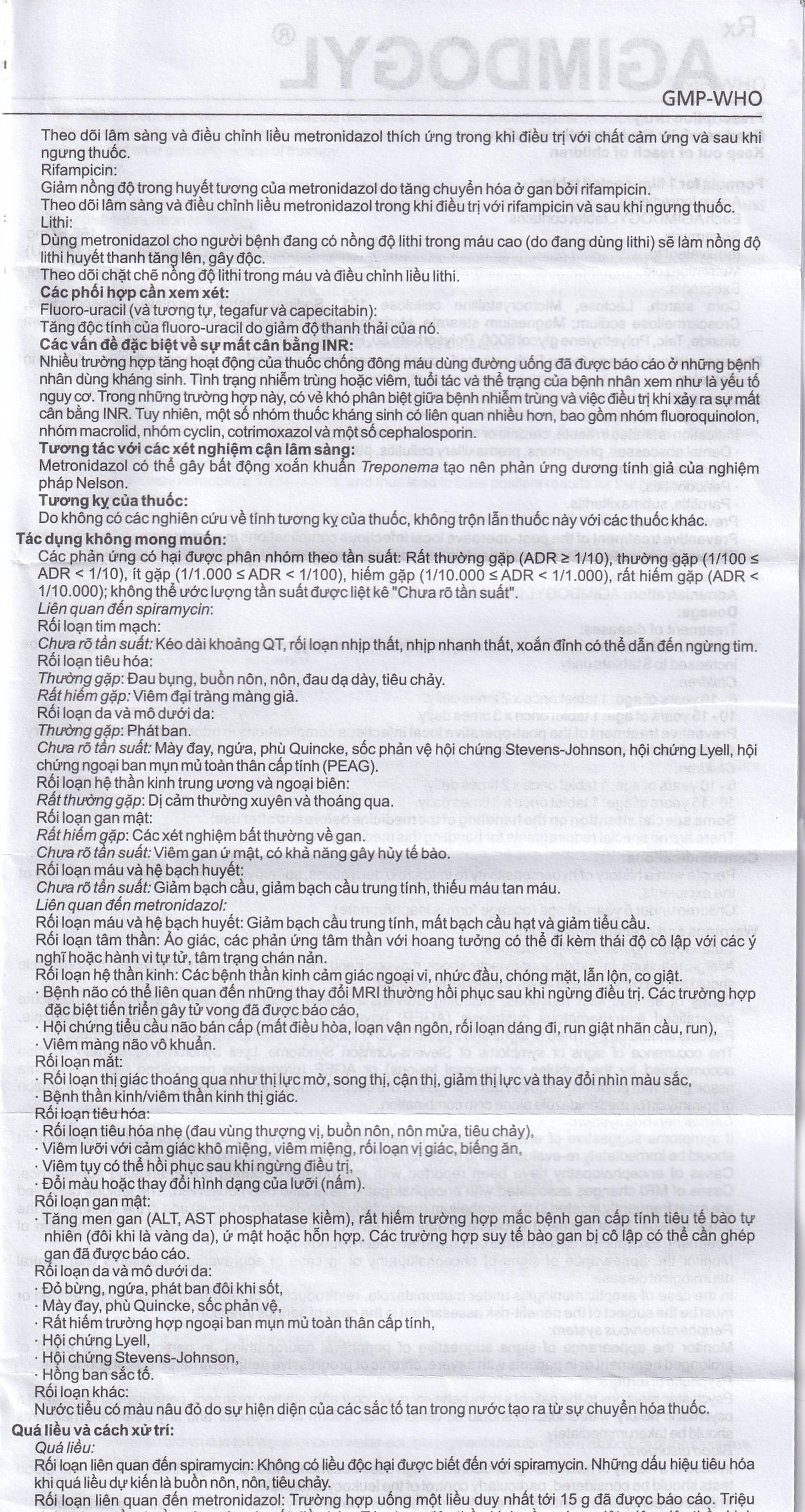 Thuốc Agimdogyl 125mg/750000IU Agimexpharm điều trị nhiễm trùng răng miệng cấp tính, mạn tính (2 vỉ x 10 viên)