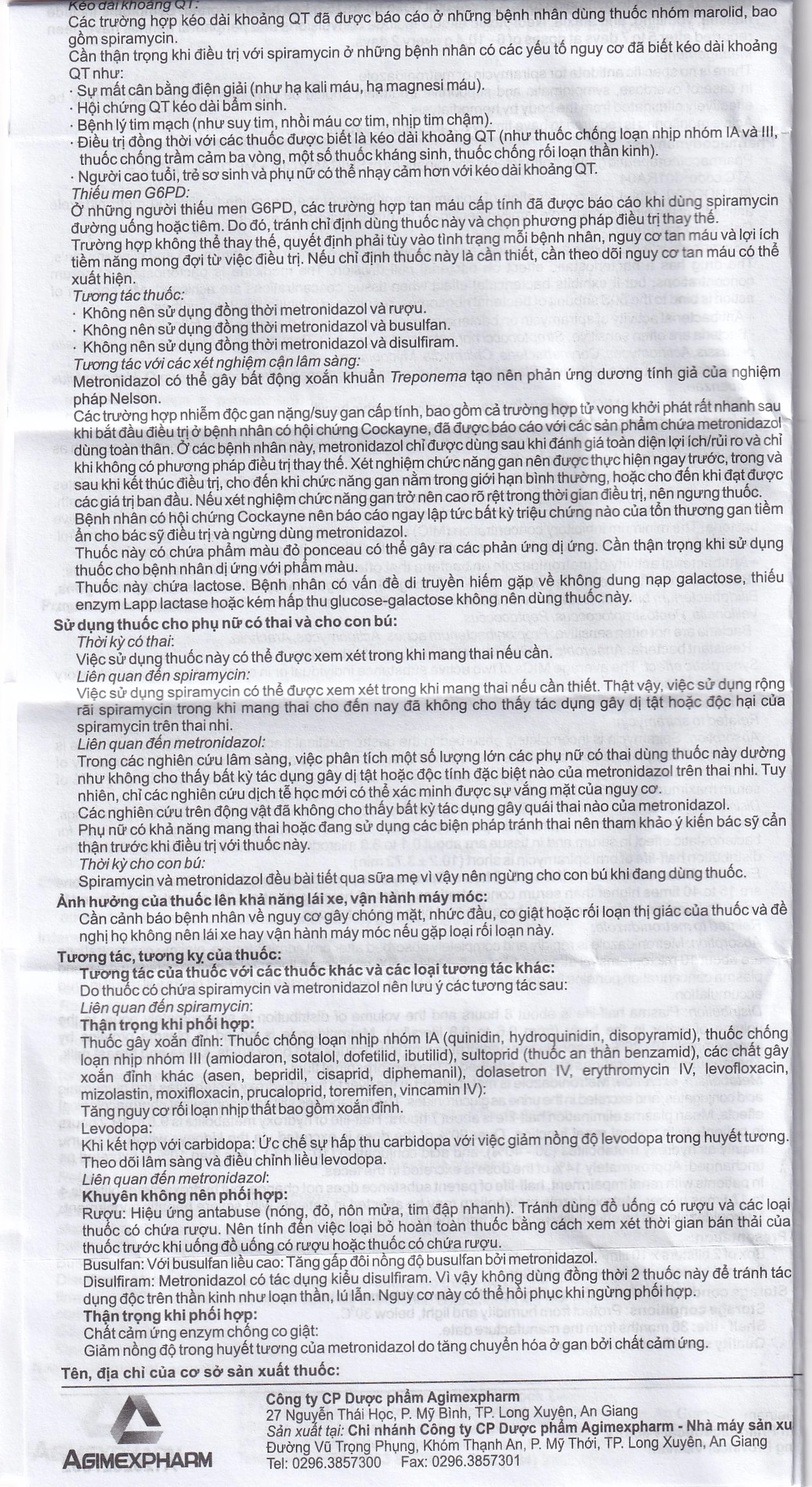 Thuốc Agimdogyl 125mg/750000IU Agimexpharm điều trị nhiễm trùng răng miệng cấp tính, mạn tính (2 vỉ x 10 viên)