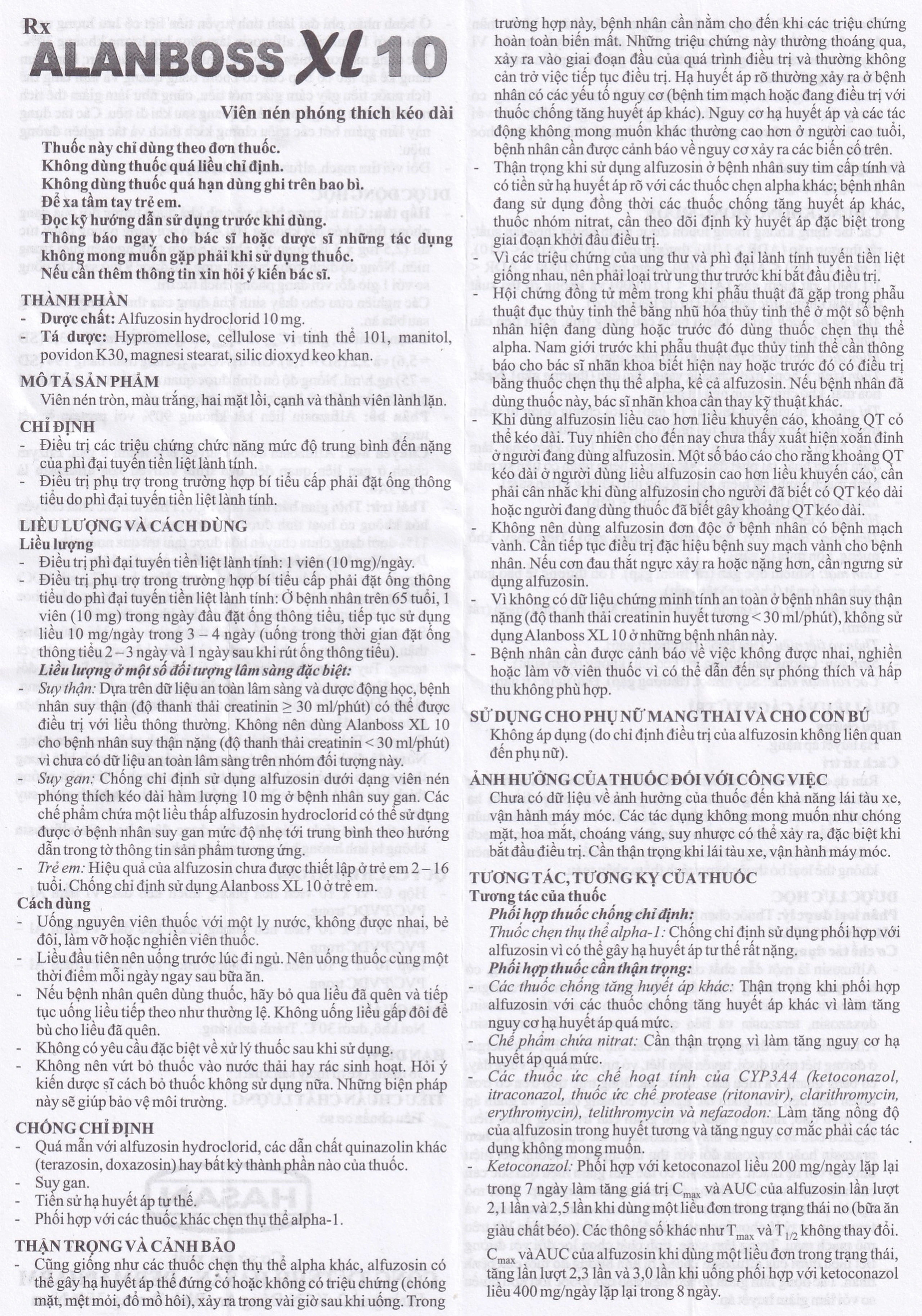Thuốc AlanBoss XL 10 Hasan điều trị các triệu chứng của phì đại tuyến tiền liệt lành tính (3 vỉ x 10 viên)