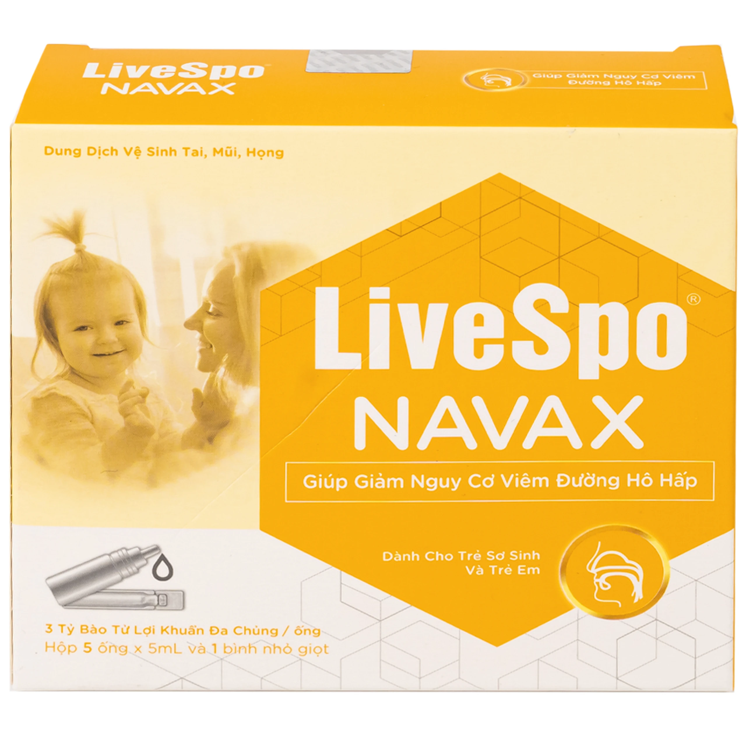 Dung dịch vệ sinh tai mũi họng Livespo Navax (5 ống x 5ml) + 1 bình giảm nguy cơ viêm đường hô hấp