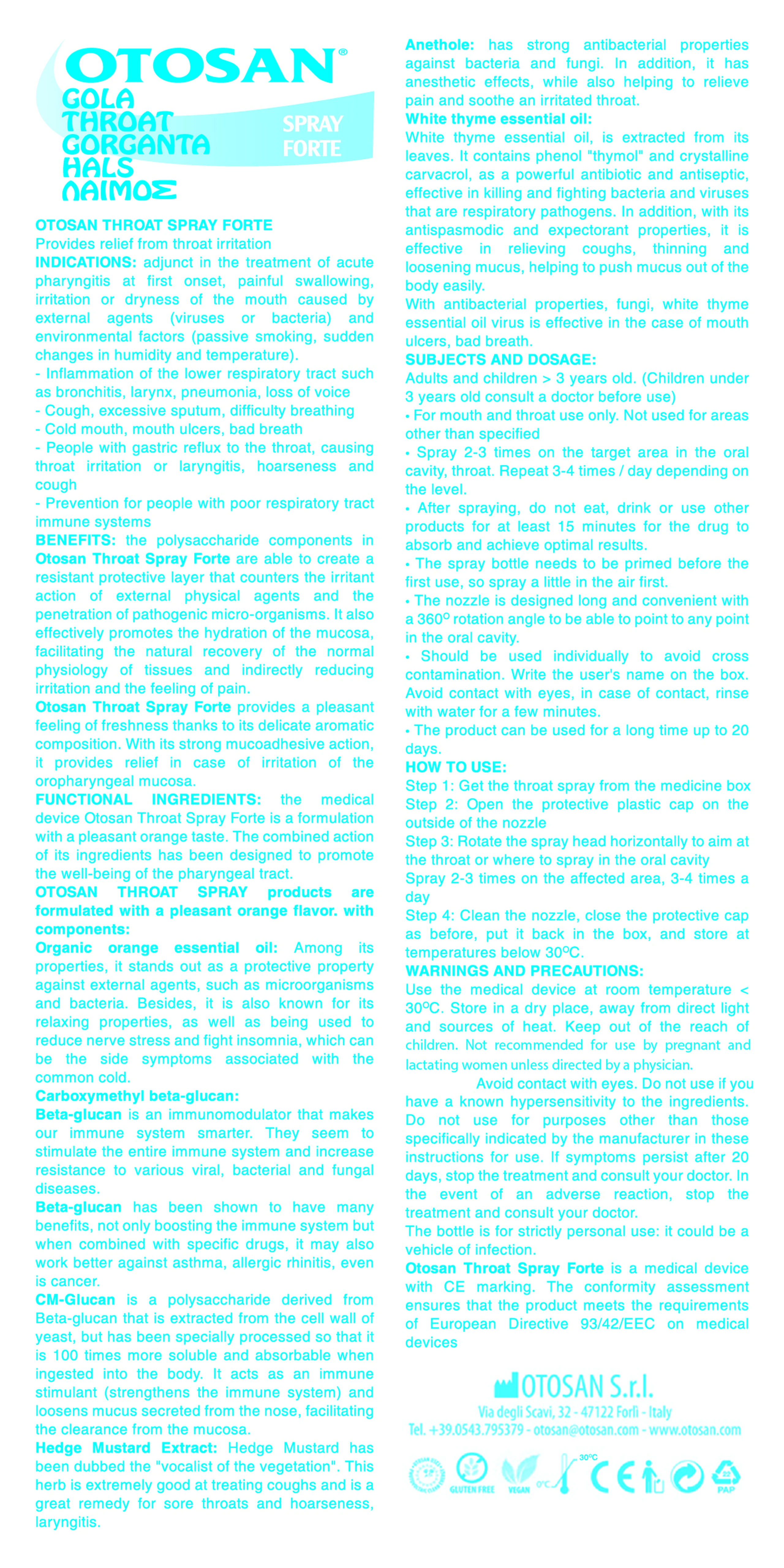 Xịt họng Otosan Forte 30ml hỗ trợ giảm viêm họng cấp tính, viêm hô hấp, giảm đau rát họng