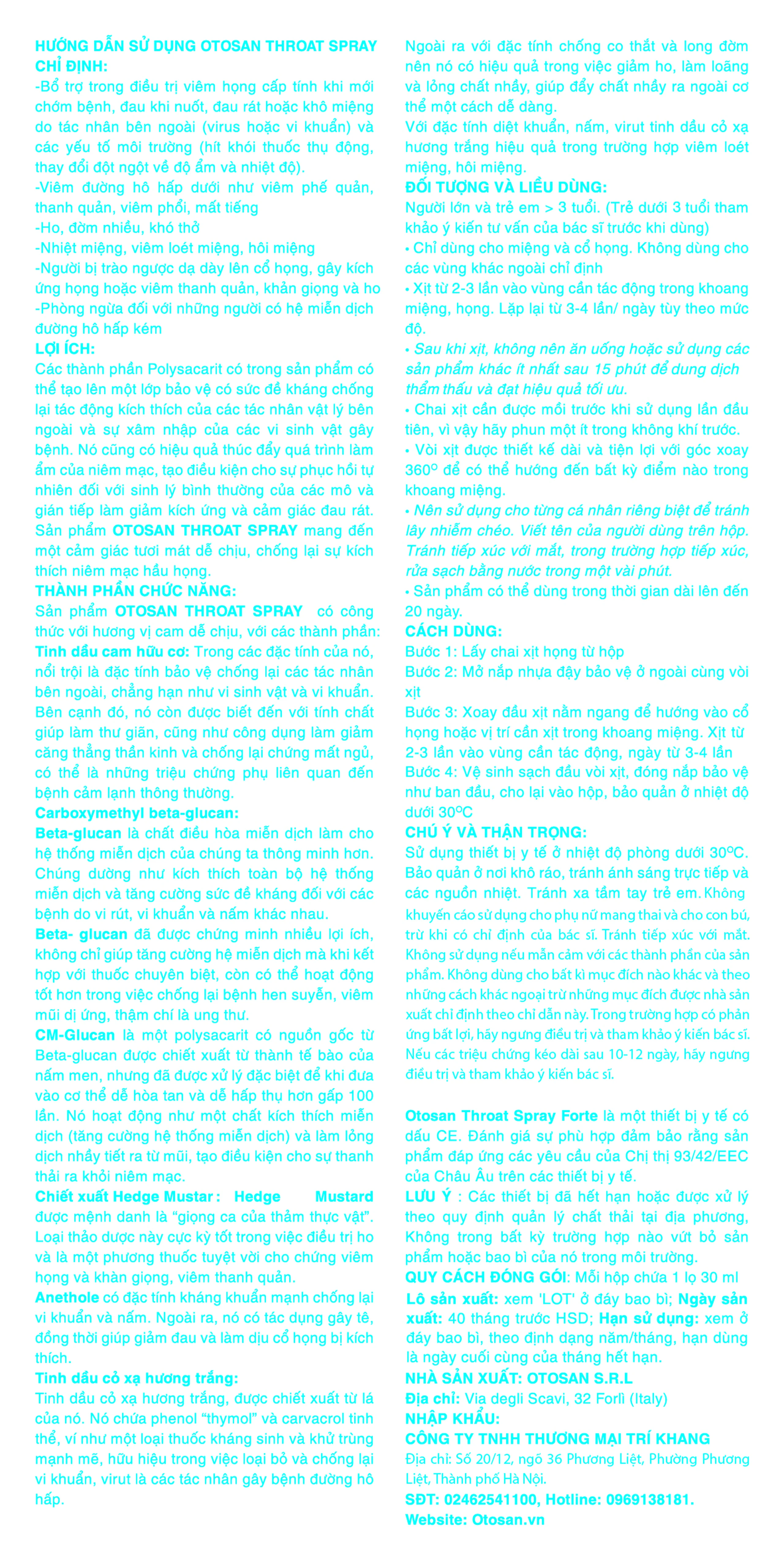 Xịt họng Otosan Forte 30ml hỗ trợ giảm viêm họng cấp tính, viêm hô hấp, giảm đau rát họng