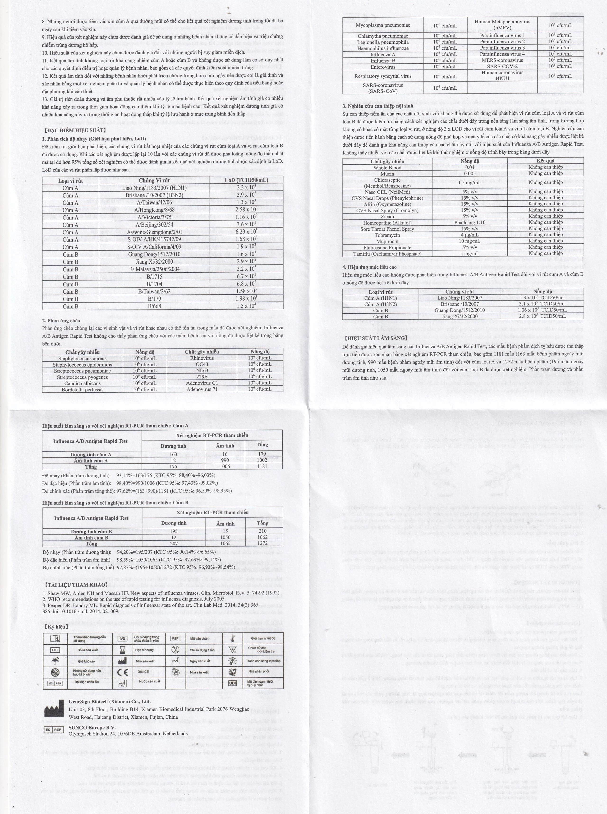 Kit test cúm A/B Genesign (25 kít)