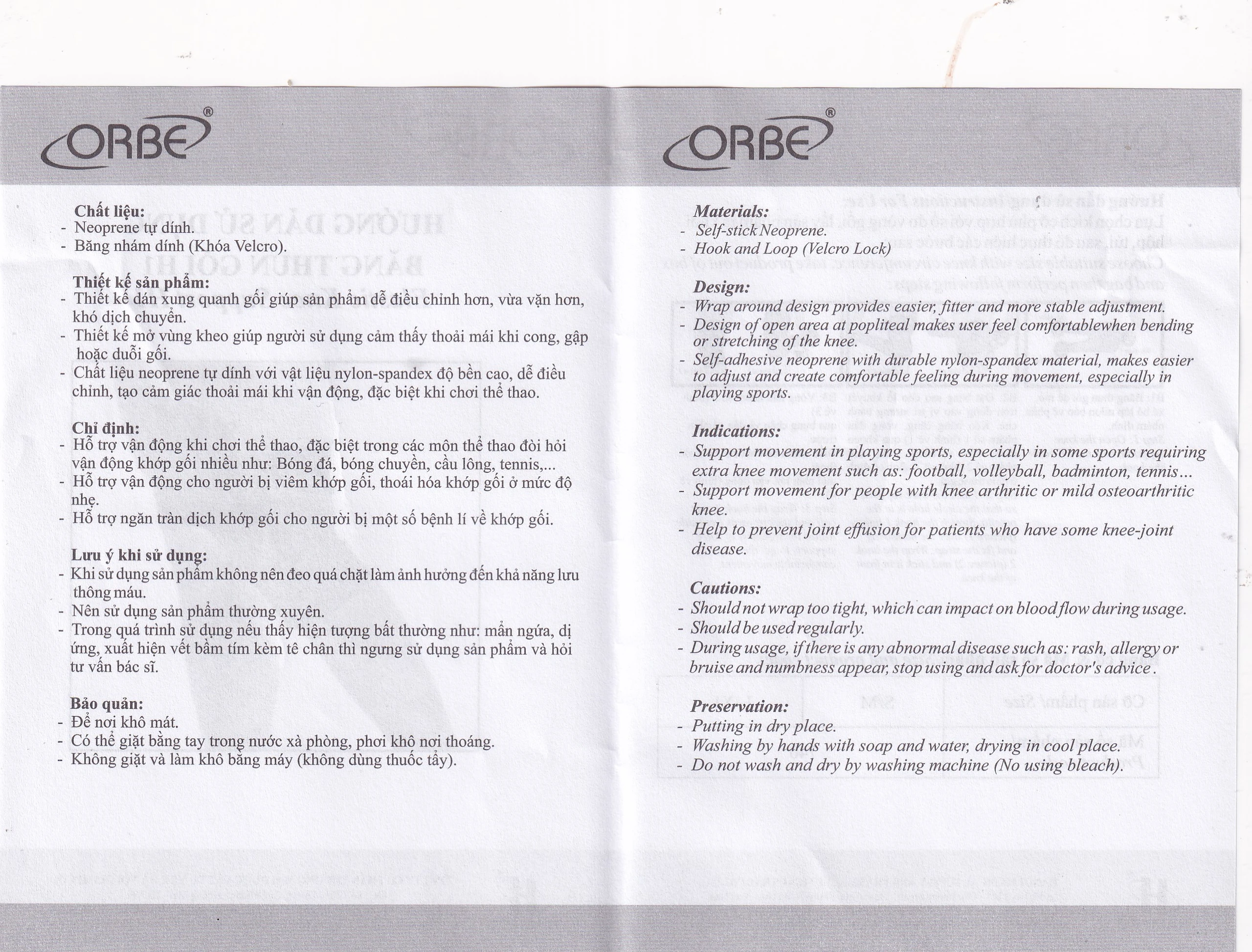 Băng thun gối Orbe h1 màu đen size s/m hỗ trợ vận động khi chơi thể thao