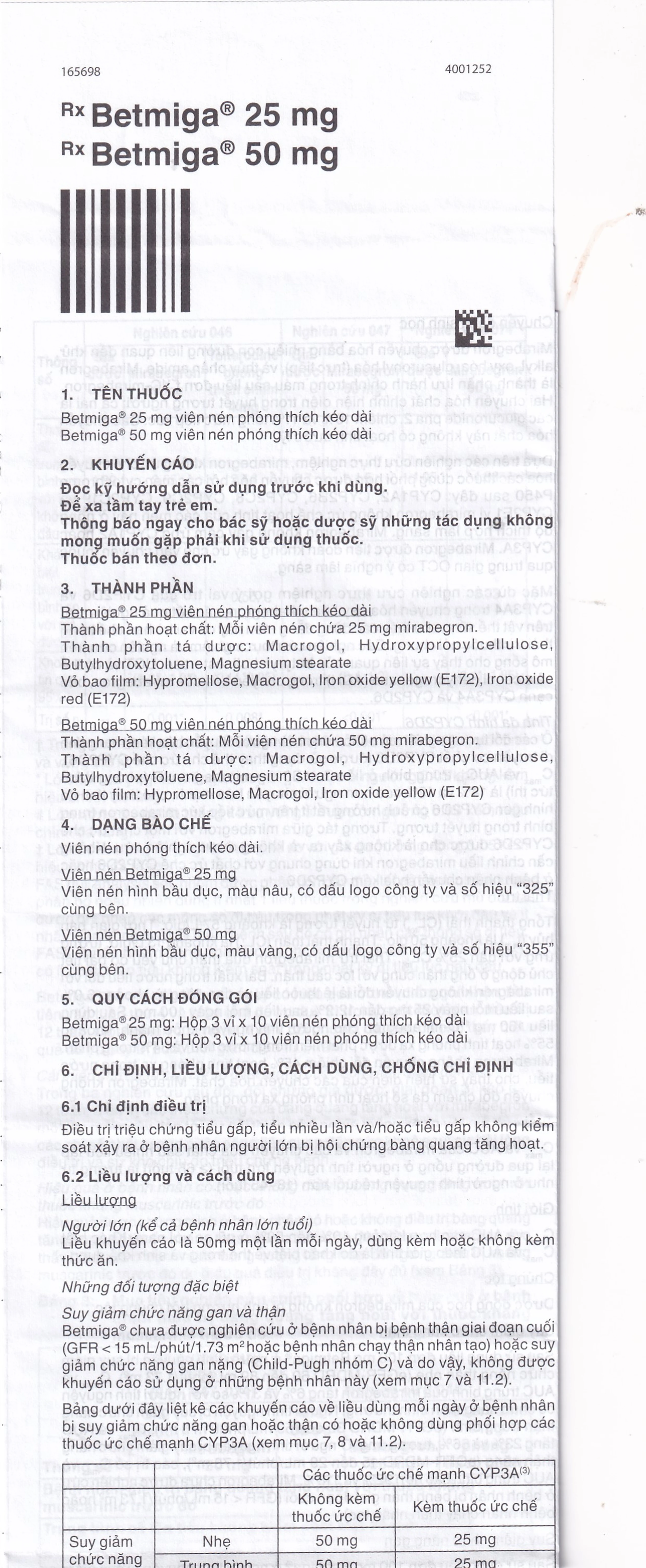 Thuốc Betmiga 50mg Astellas điều trị triệu chứng tiểu gấp (3 vỉ x 10 viên)