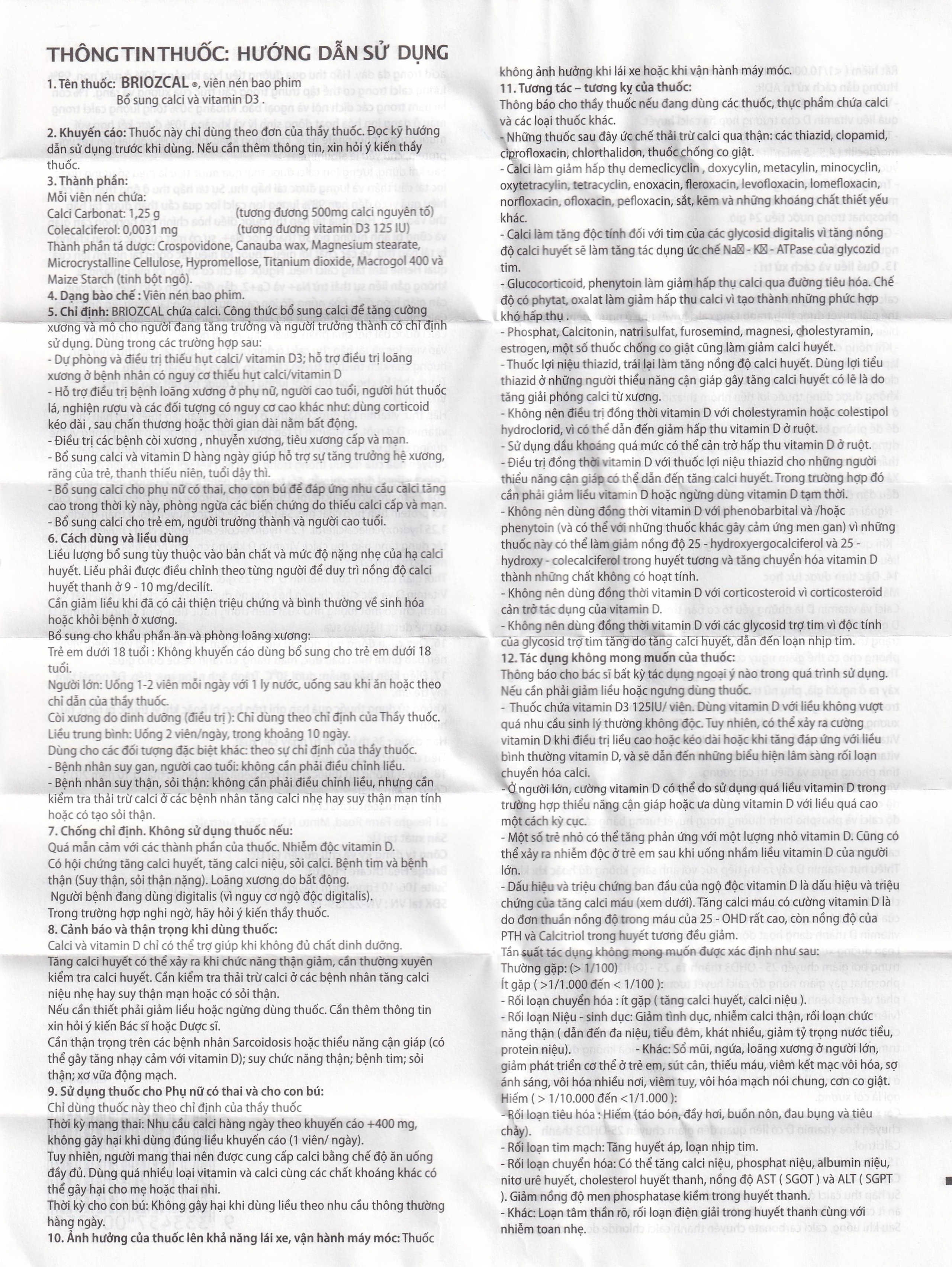 Thuốc Briozcal Bridge Healthcare dự phòng và điều trị thiếu hụt calci, vitamin D3 (3 vỉ x 10 viên)