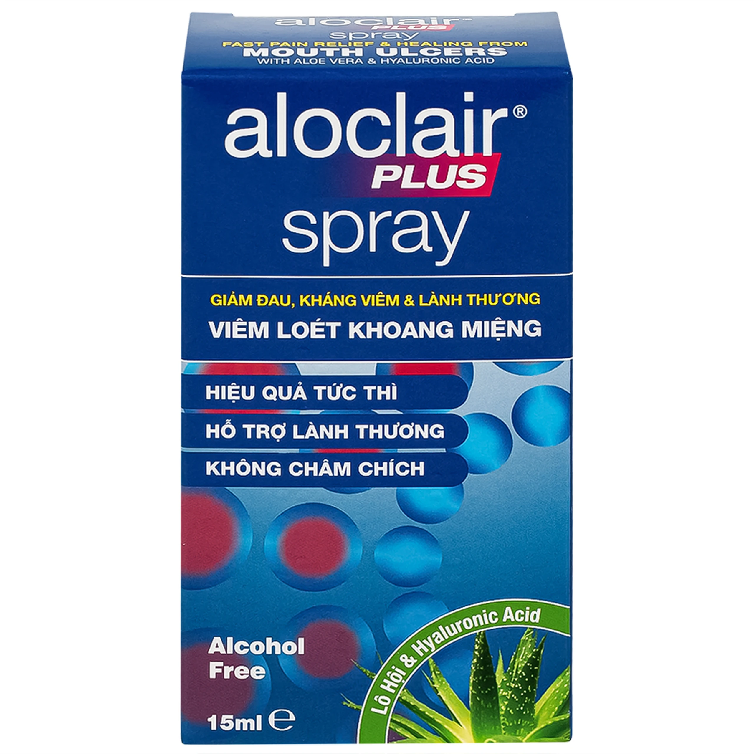 Chai xịt nhiệt miệng, tay chân miệng Aloclair Plus 15ml hỗ trợ điều trị các vết thương trong khoang miệng và ngoài da