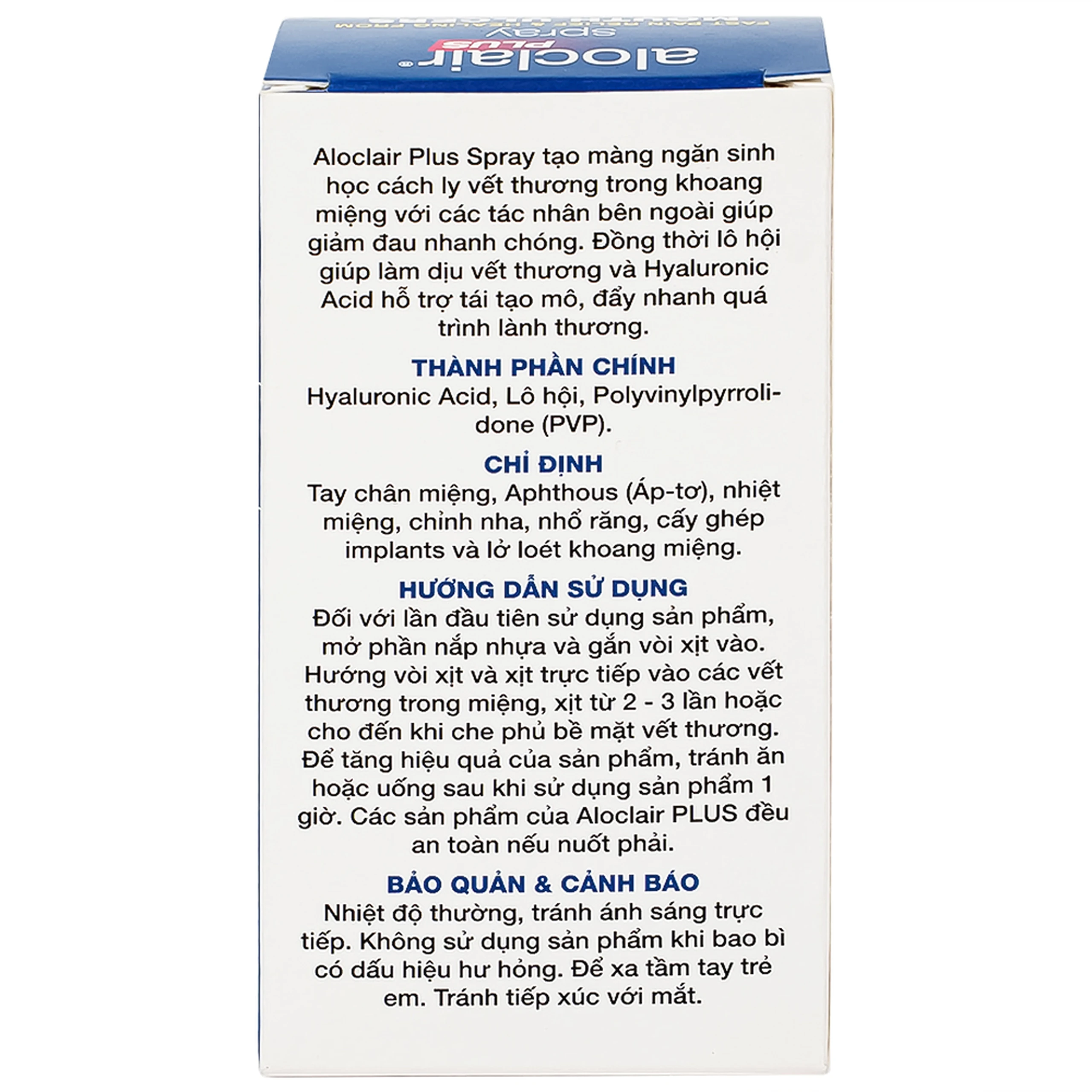 Chai xịt nhiệt miệng, tay chân miệng Aloclair Plus 15ml hỗ trợ điều trị các vết thương trong khoang miệng và ngoài da