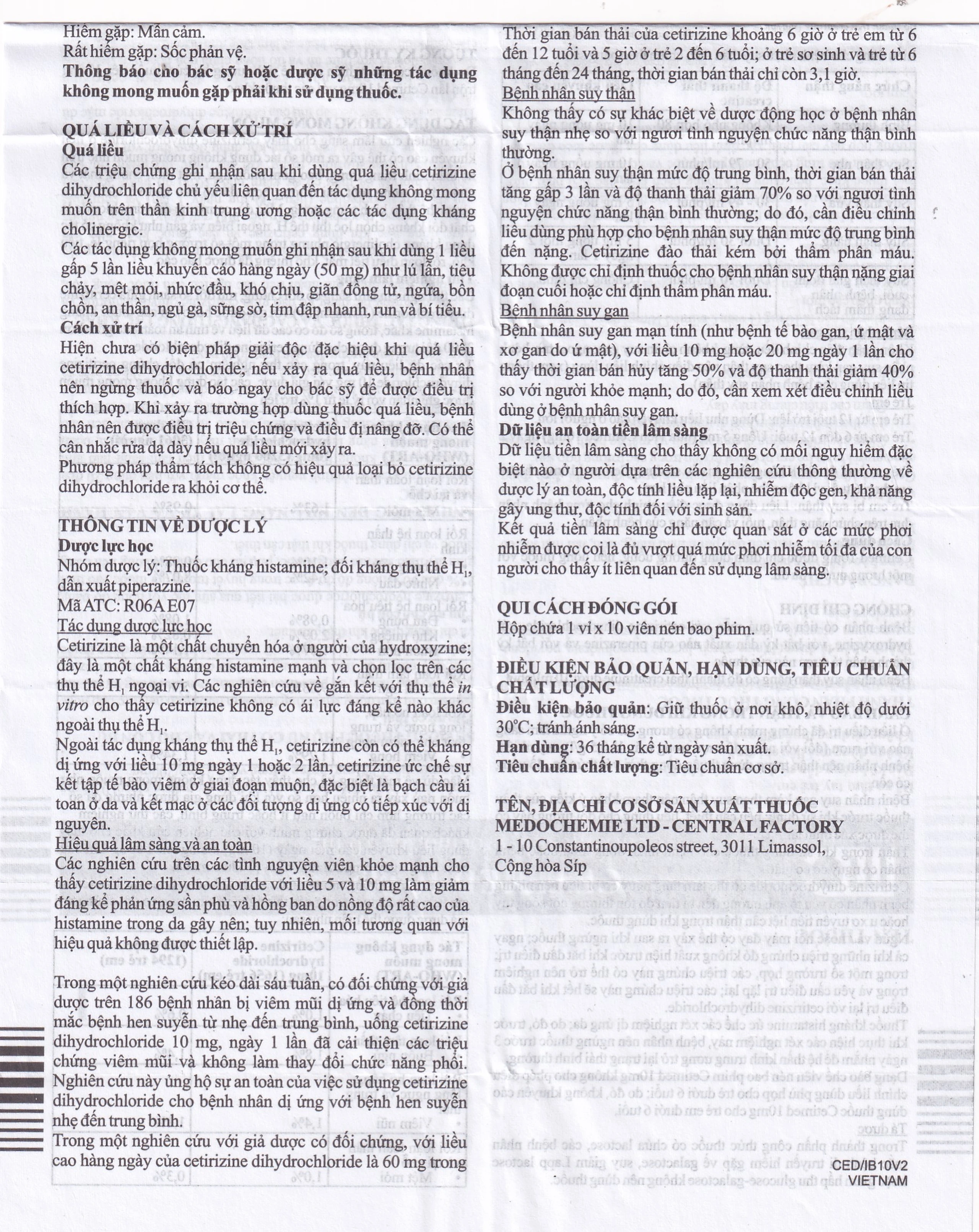 Thuốc Cetimed 10mg Medochemie điều trị triệu chứng viêm mũi dị ứng (1 vỉ x 10 viên)