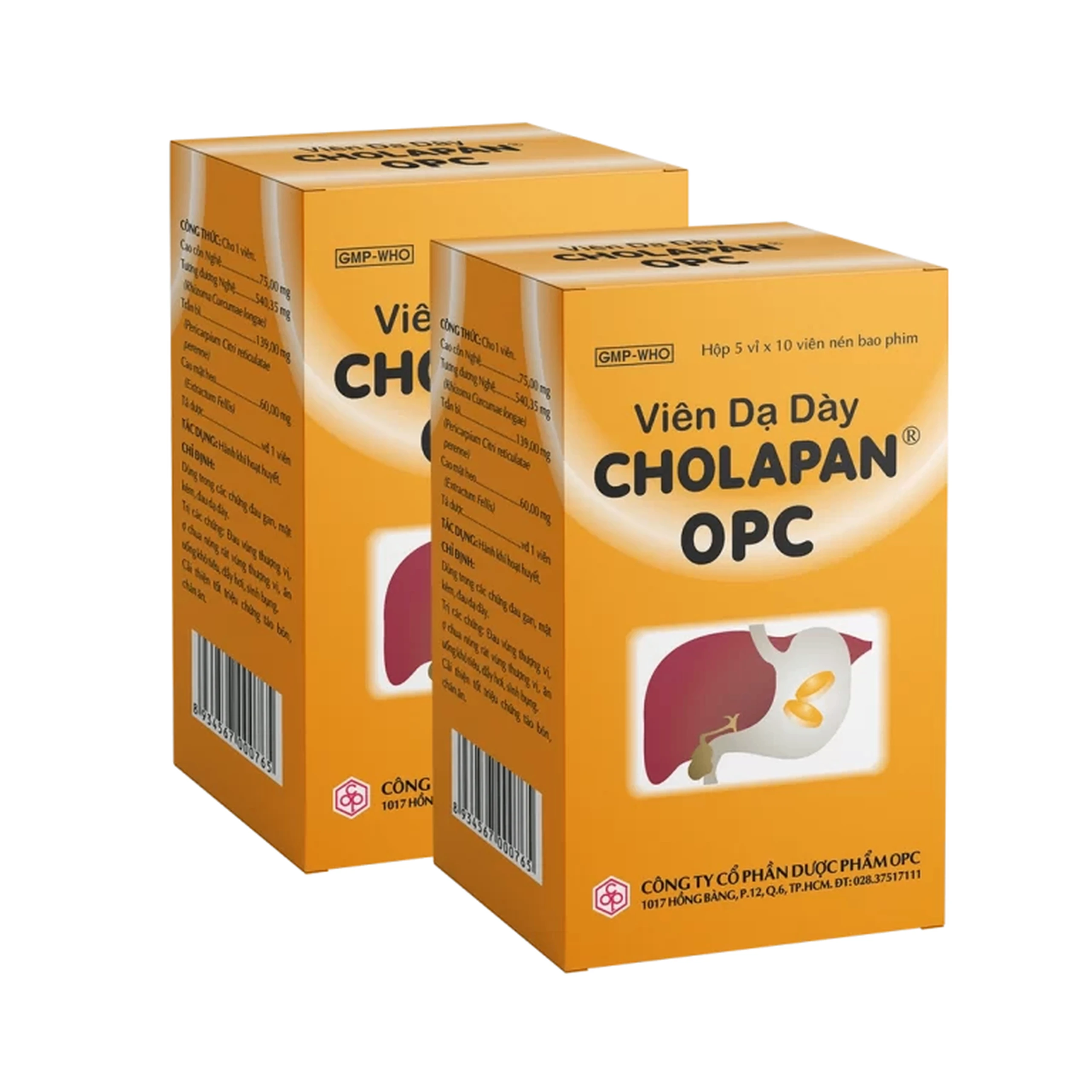 Viên mật nghệ Cholapan OPC điều trị các chứng gan đau, mật kém, đau dạ dày (5 vỉ x 10 viên)