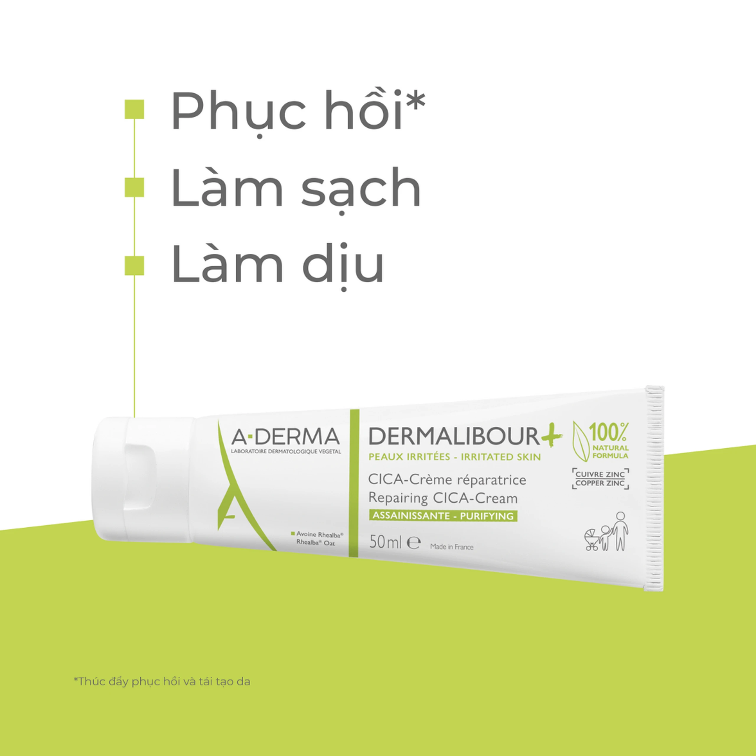 Kem bôi A-Derma Dermalibour+ Crème sát khuẩn phục hồi da (50ml)