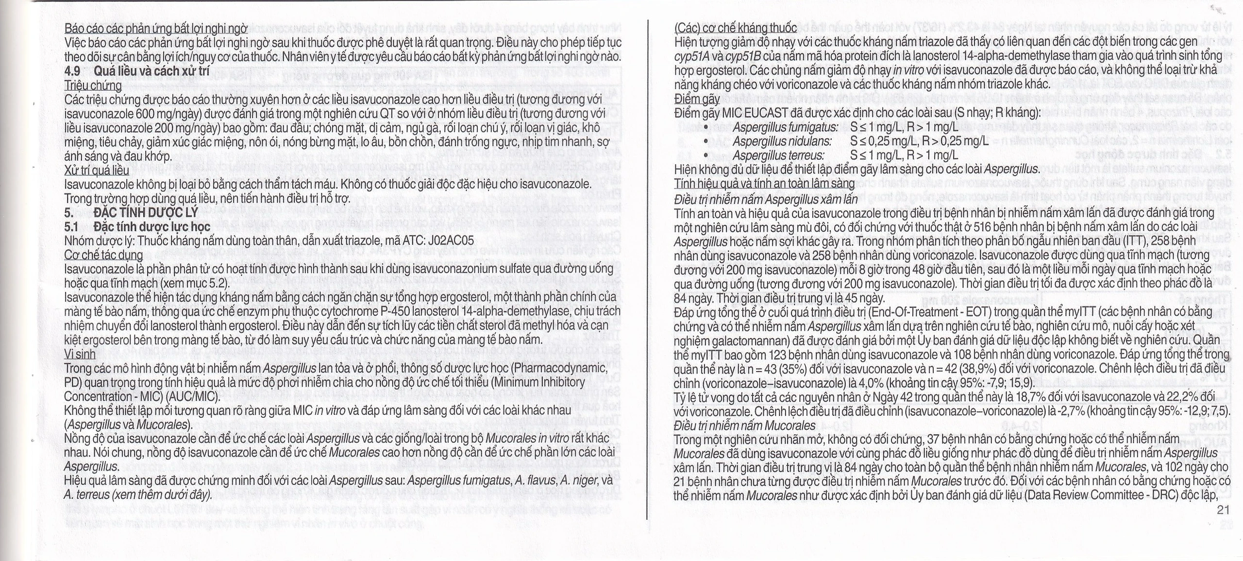 Thuốc Cresemba 100mg Pfizer điều trị nhiễm nấm Aspergillus xâm lấn và nhiễm nấm Mucorales (2 vỉ x 7 viên)