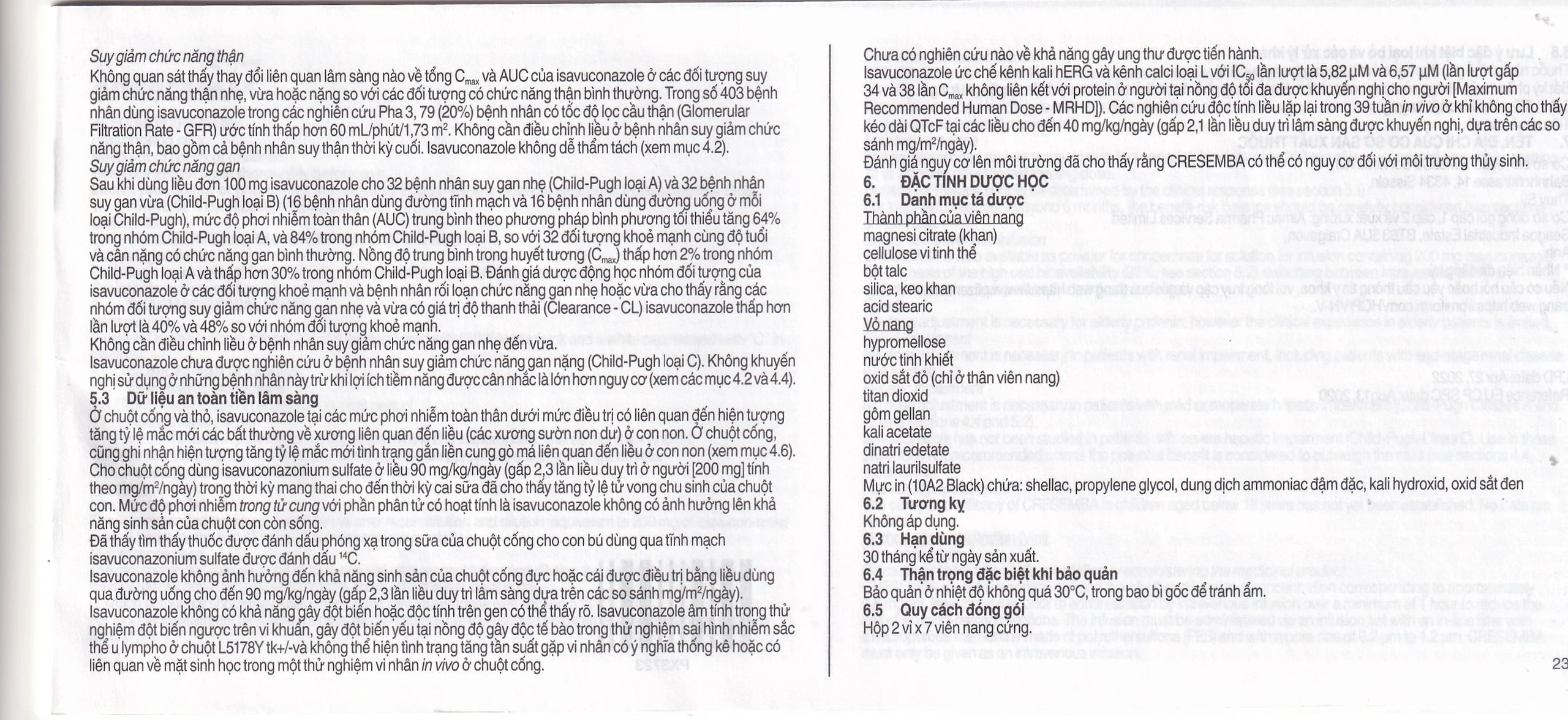 Thuốc Cresemba 100mg Pfizer điều trị nhiễm nấm Aspergillus xâm lấn và nhiễm nấm Mucorales (2 vỉ x 7 viên)