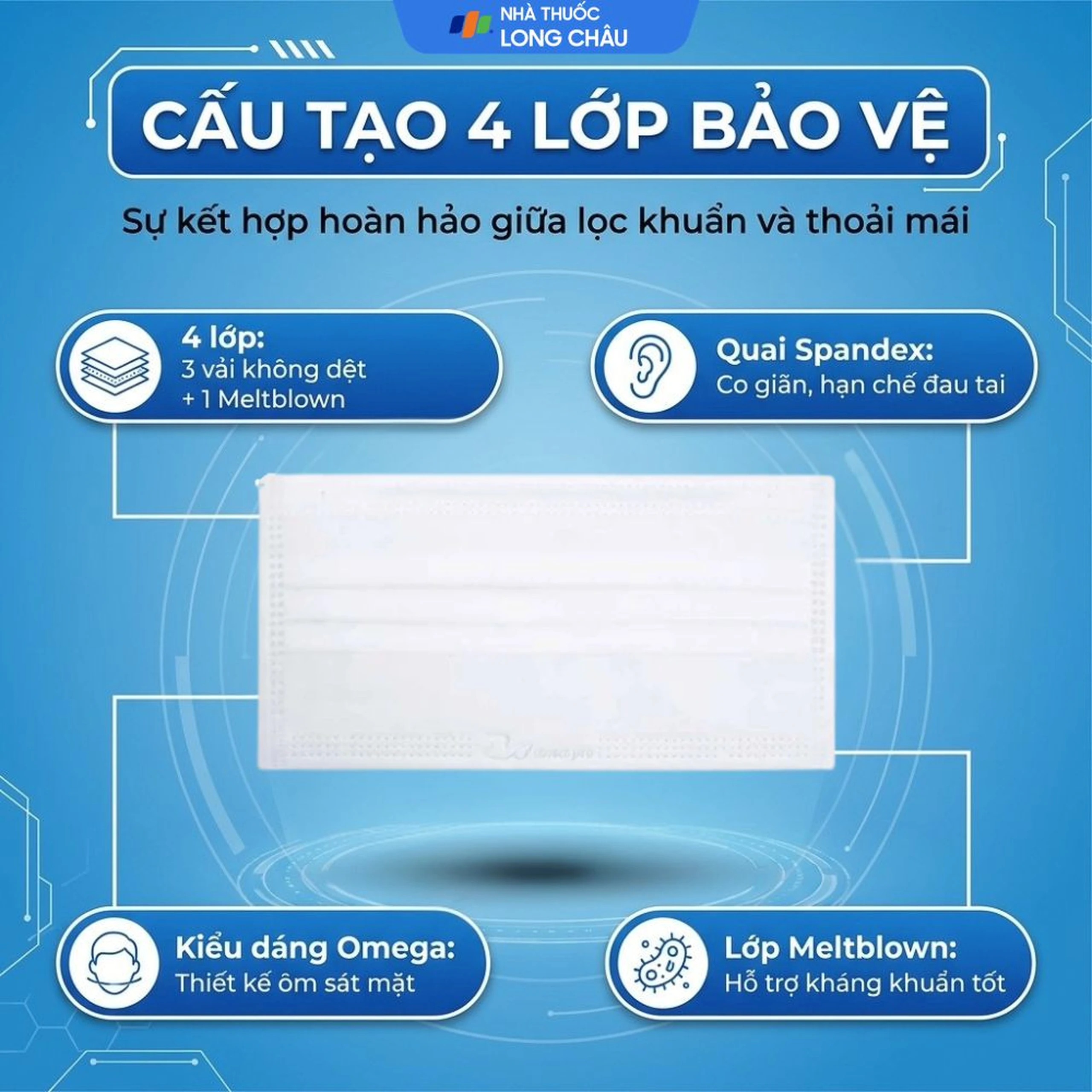 Khẩu trang 4 lớp Famapro Extra màu trắng (50 cái) Nam Anh ngăn khói bụi, vi khuẩn 3