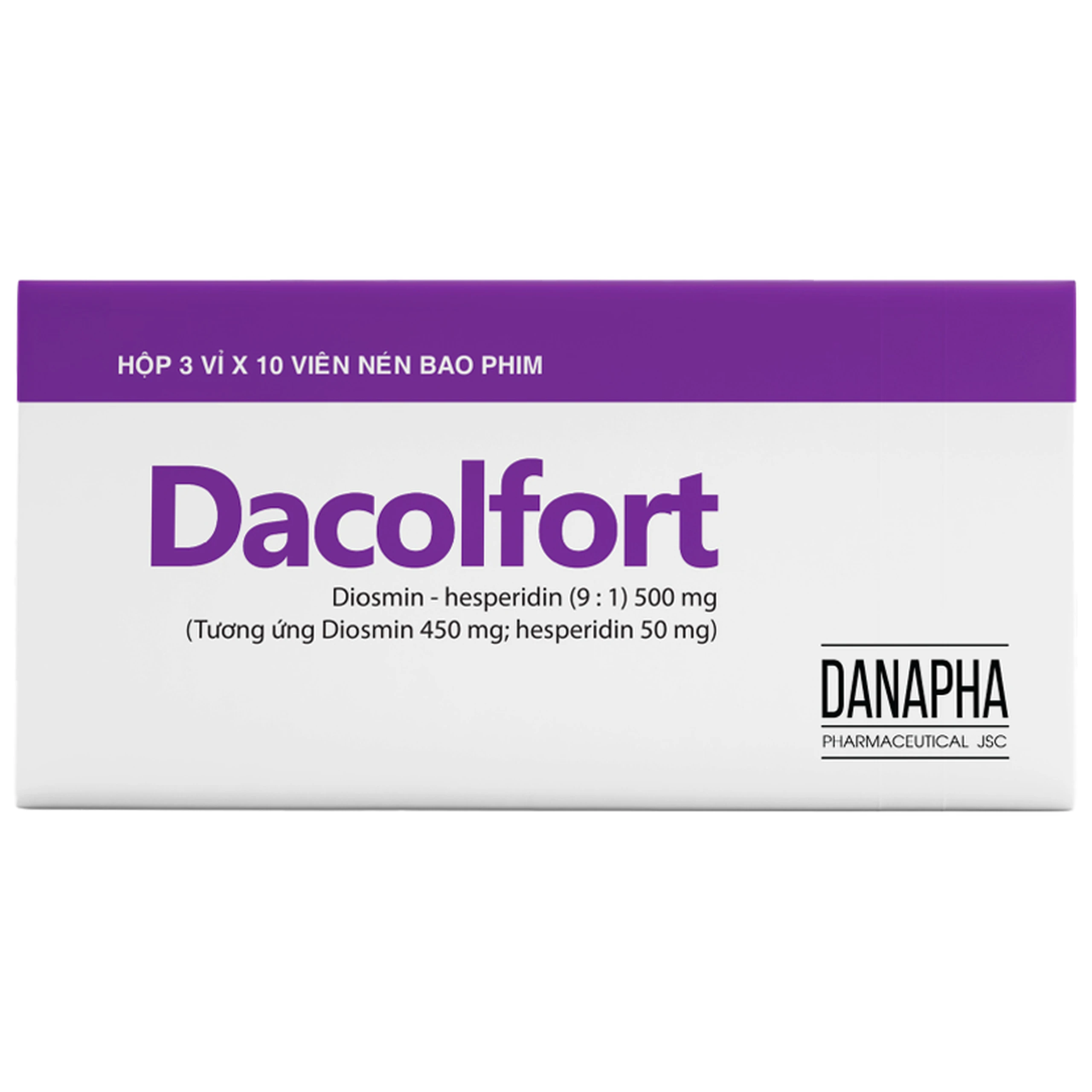 Thuốc Dacolfort Danapha điều trị triệu chứng liên quan đến suy tĩnh mạch, mạch bạch huyết (3 vỉ x 10 viên)