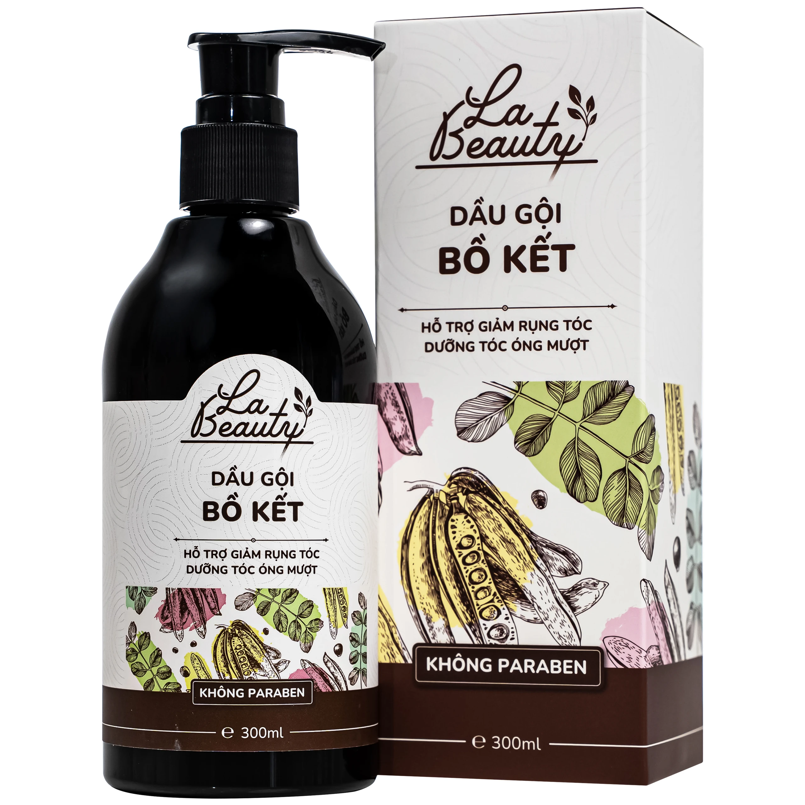 Dầu gội Bồ Kết cô đặc La Beauty giảm gãy rụng, dưỡng tóc óng mượt (300ml)