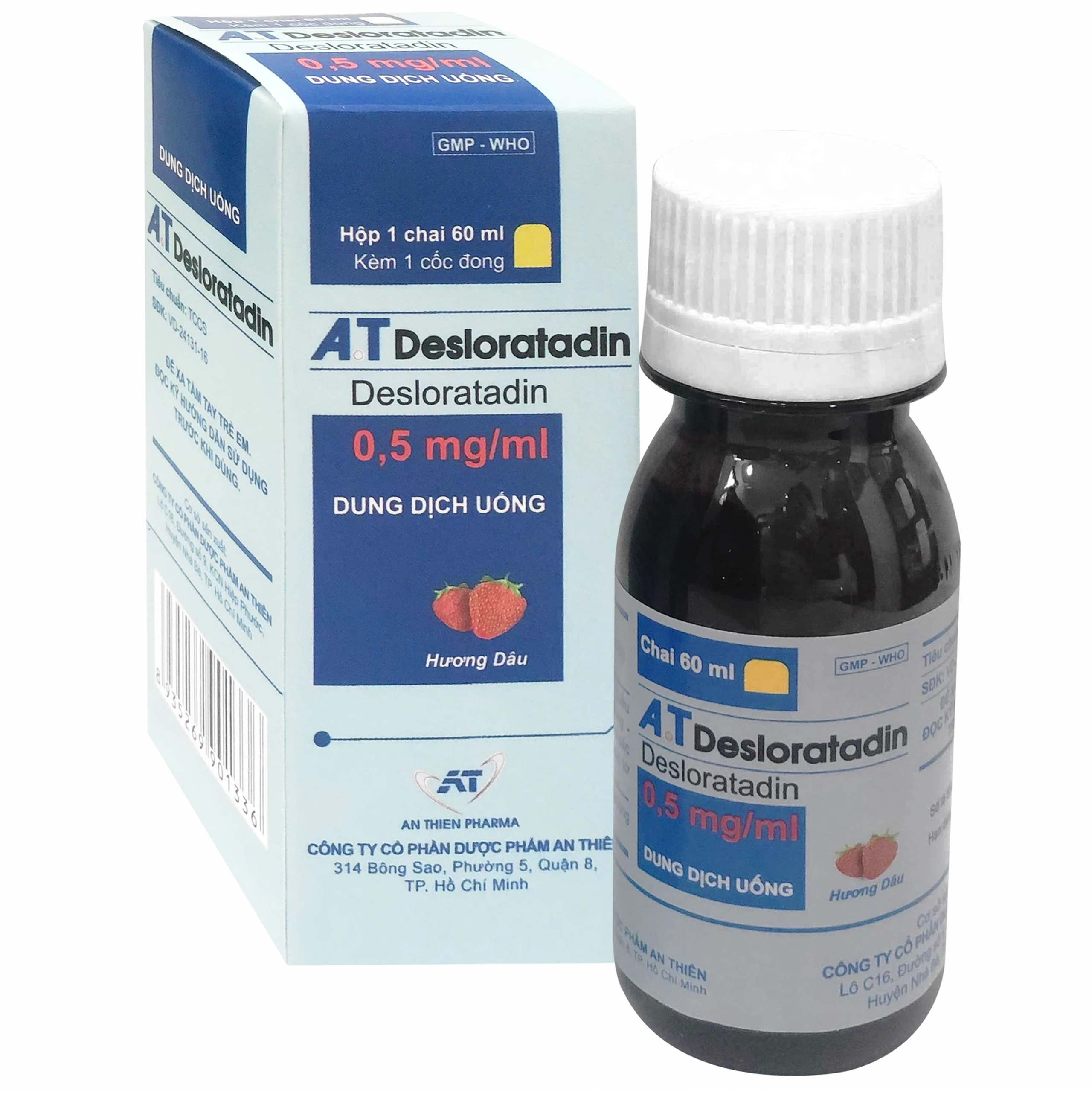 Dung dịch uống A.T Desloratadin 0.5mg An Thiên giảm viêm mũi dị ứng, ngứa, nổi mày đay mạn tính (60ml) 3
