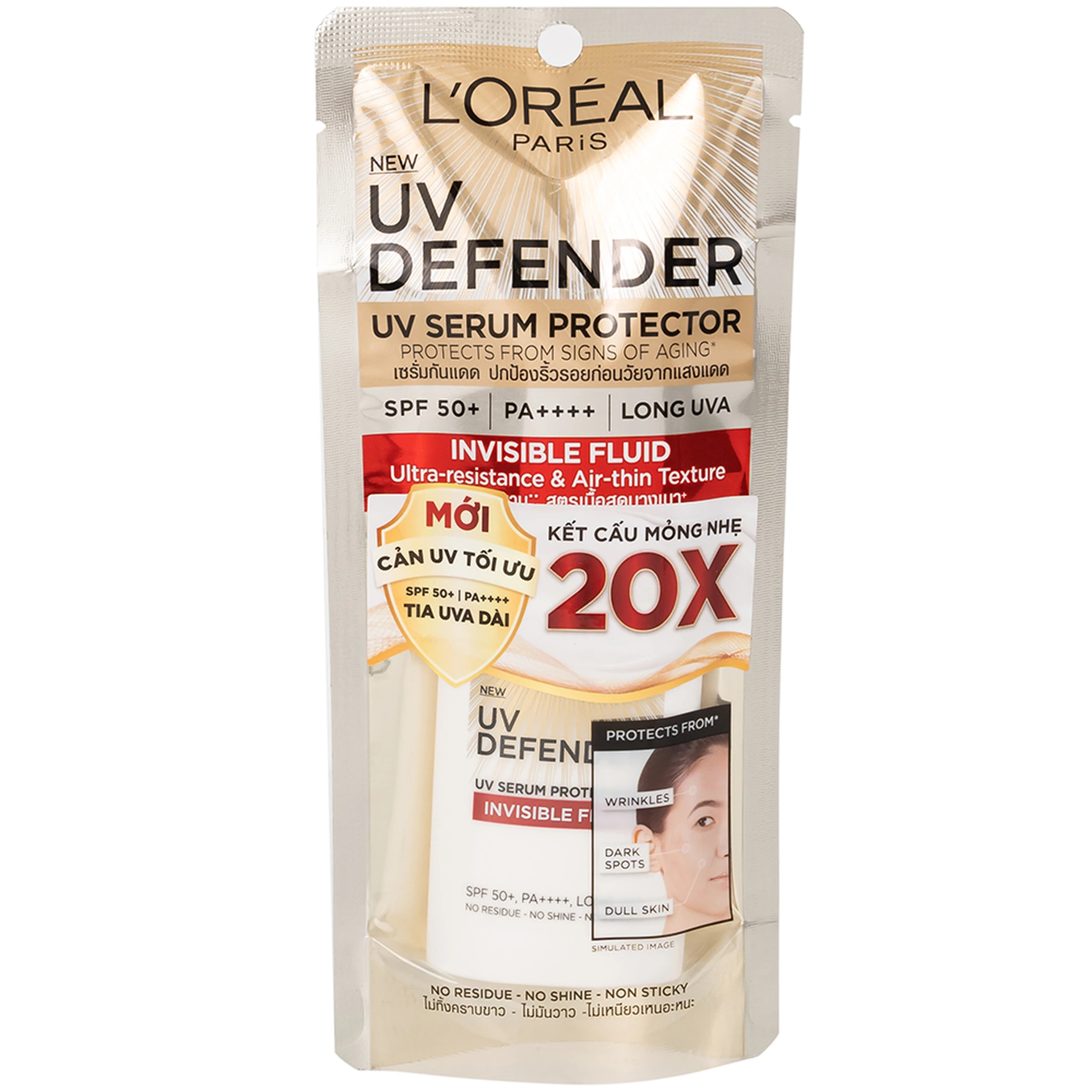 Kem chống nắng L’Oréal UV Defender UV Serum Protector Invisible Fluid SPF 50+ PA++++ bảo vệ da (50ml)