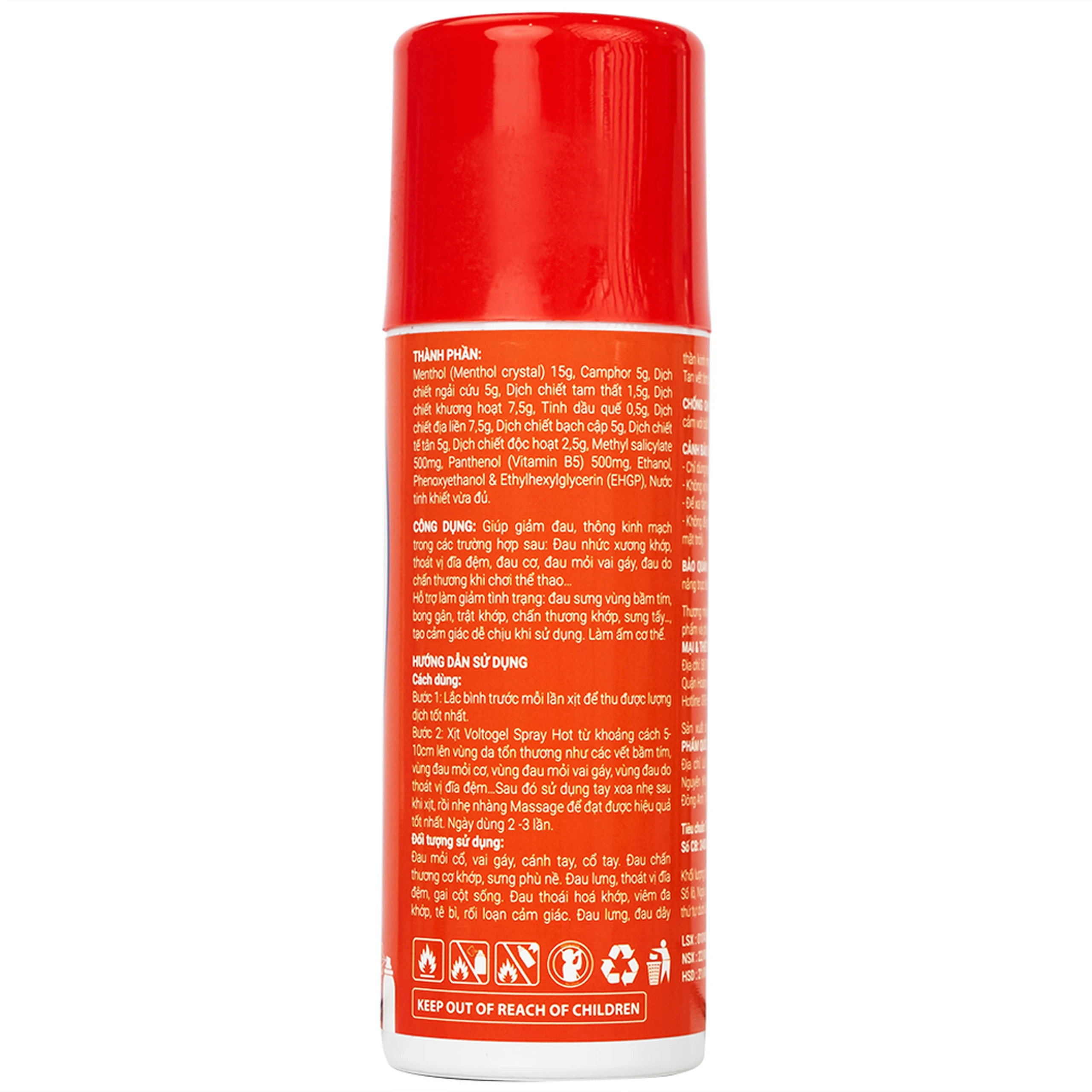 Chai xịt nóng Voltogel Hot Spray 120ml giúp giảm đau cơ, đau vai, bầm tím, bong gân