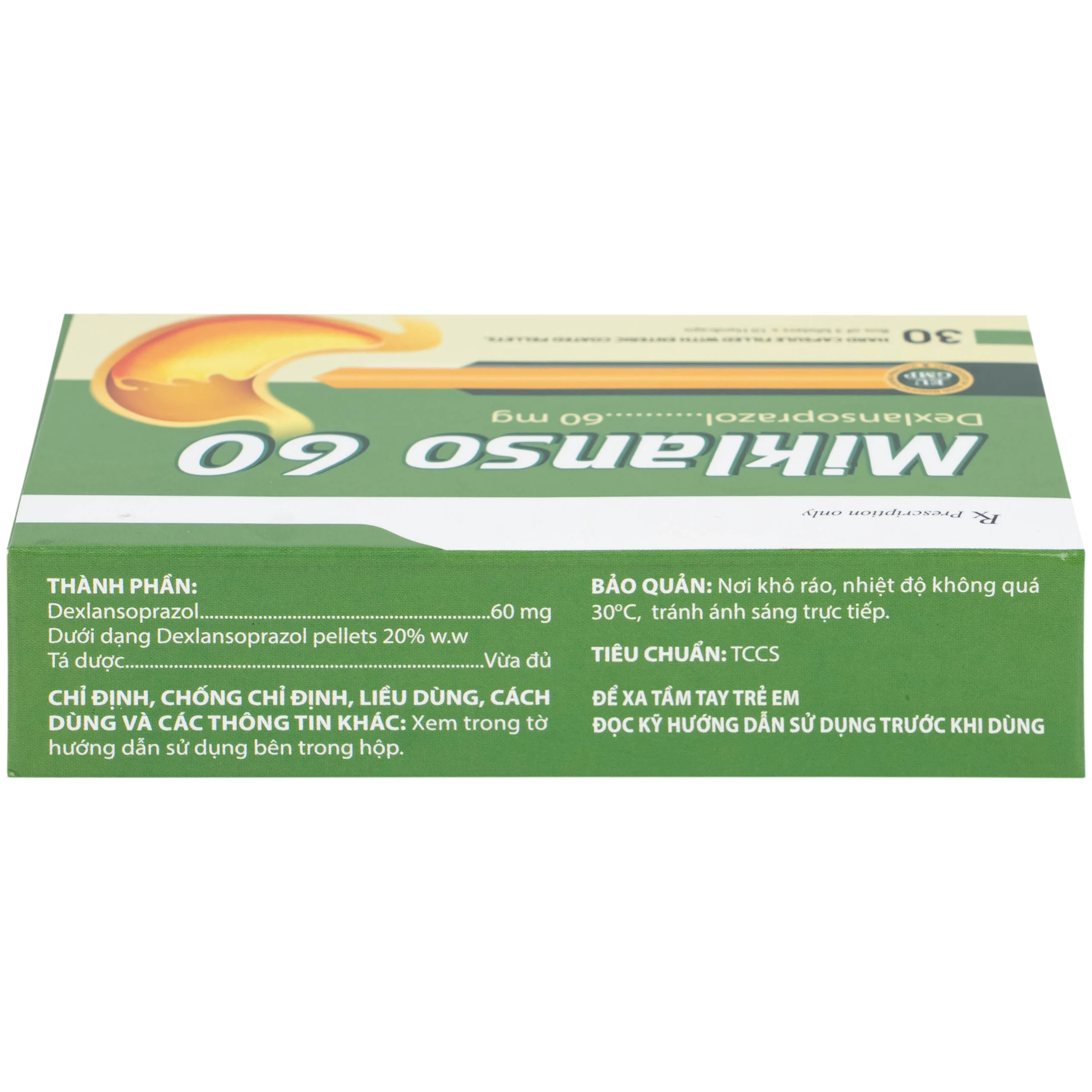 Thuốc Miklanso 60mg Hdpharma điều trị viêm thực quản có trợt loét (3 vỉ x 10 viên)