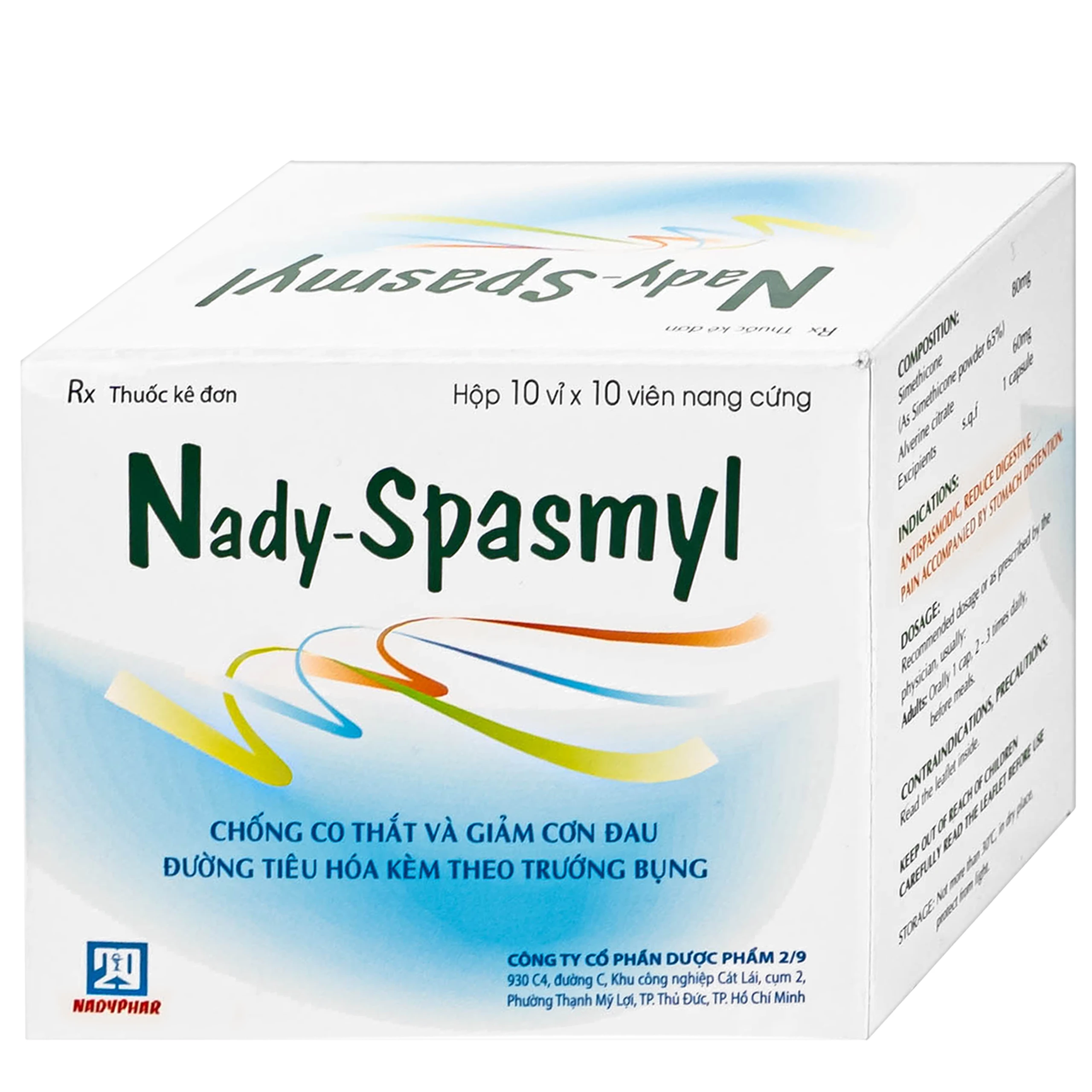 Thuốc Nady-Spasmyl chống co thắt, giảm các cơn đau đường ruột, dạ dày ( 10 vỉ 10 viên )