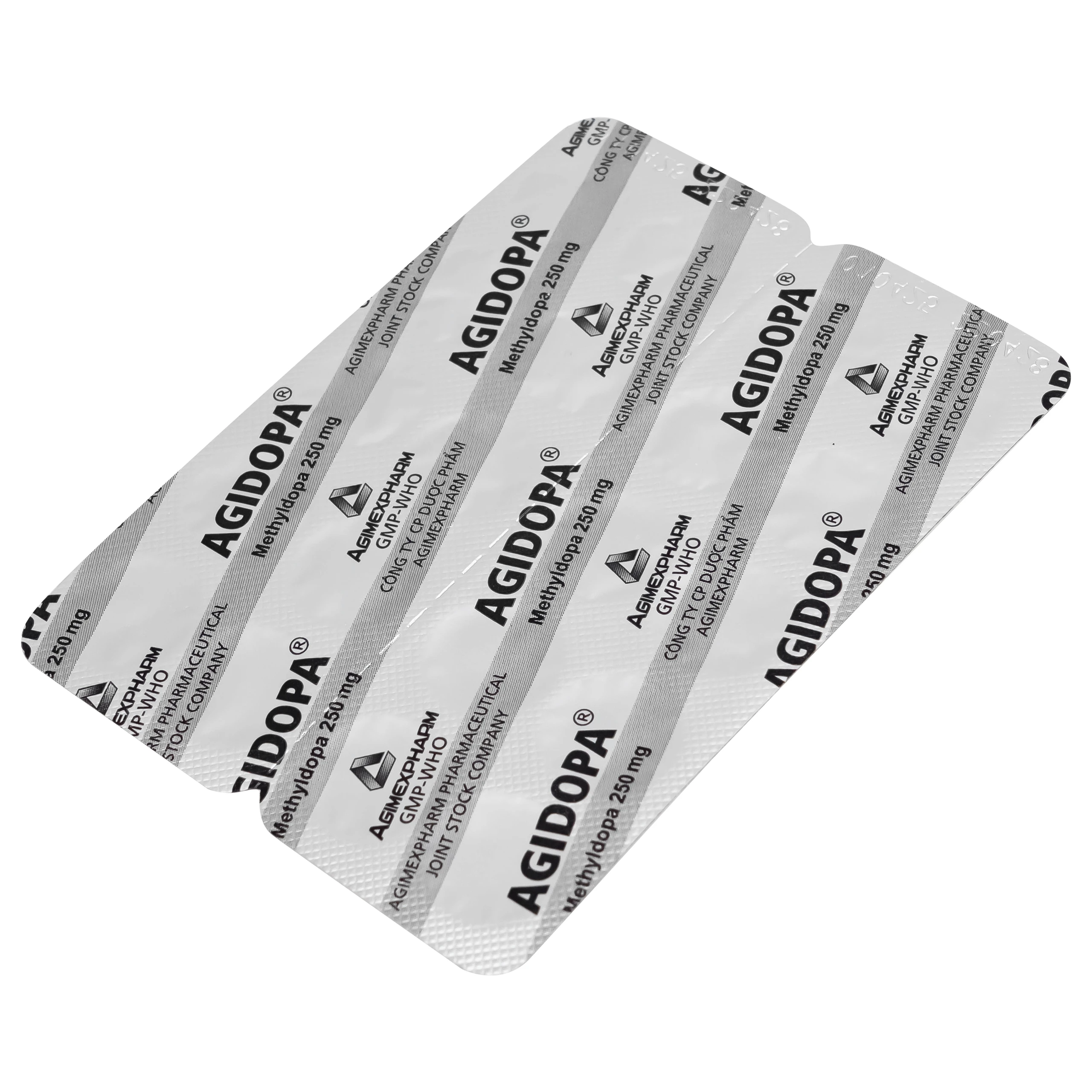 Thuốc Agidopa 250mg Agimexpharm điều trị tăng huyết áp (10 vỉ x 10 viên)