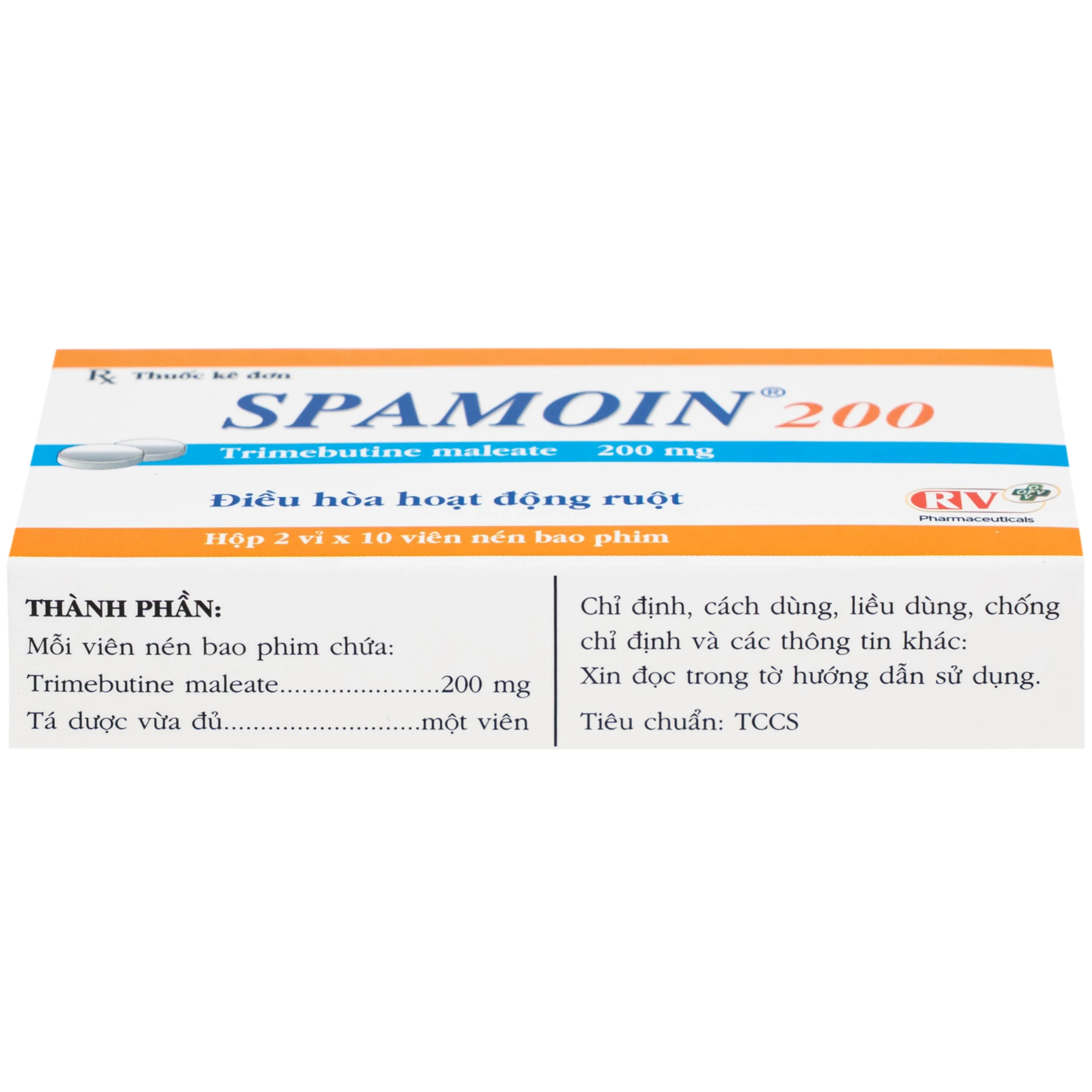 Thuốc Spamoin 200mg OPV điều trị rối loạn chức năng đường ruột (2 vỉ x 10 viên) 5
