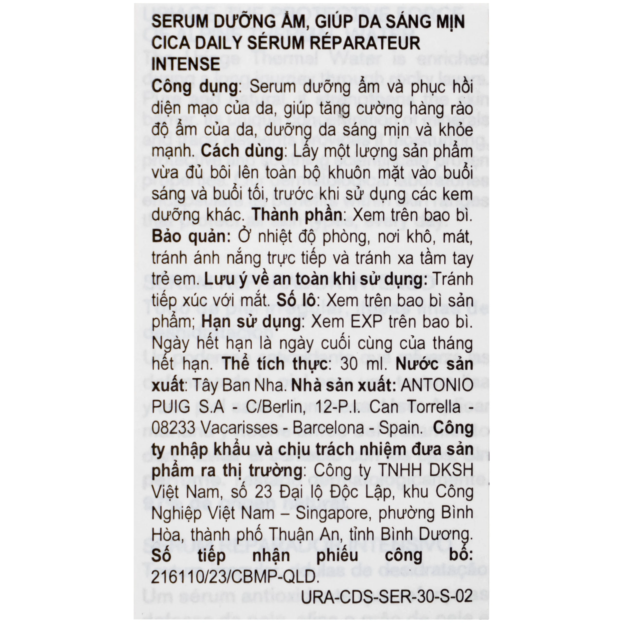 Tinh chất làm dịu, phục hồi da tổn thương Uriage Cica Daily Serum (30ml)