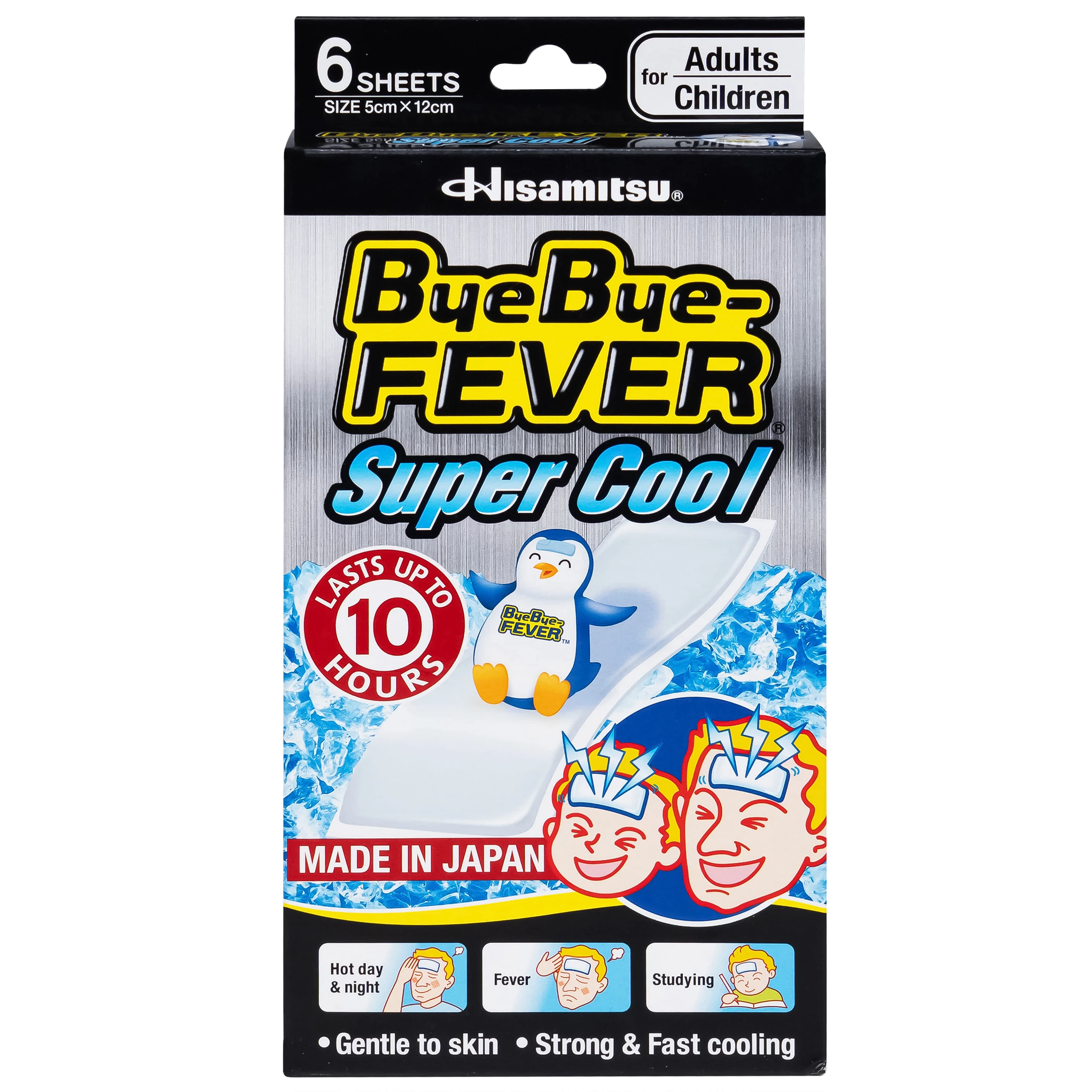 Miếng dán hạ sốt Bye Bye Fever Super Cool Hisamitsu (3 gói x 2 miếng) dùng cho trẻ từ 10 tuổi và người lớn